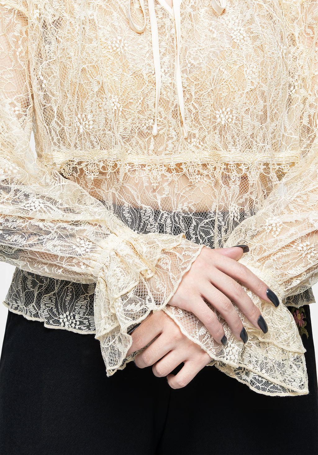 Wither Floral Lace Blouse Top Product Image