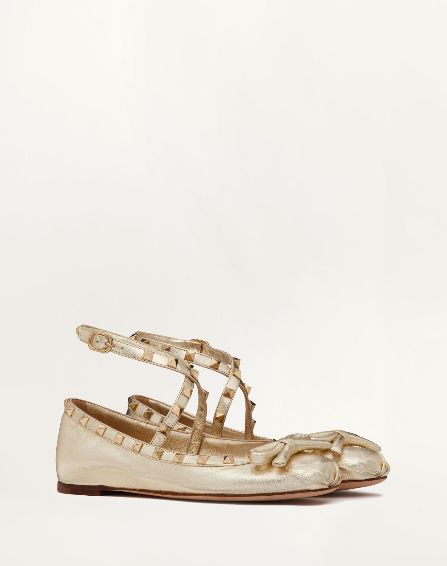 Rockstud Laminated Nappa Leather Ballerina Product Image