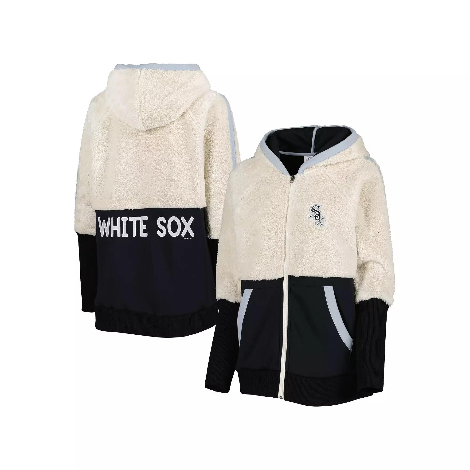 Women's G-III 4Her by Carl Banks Oatmeal/Black Chicago White Sox Shuffle It Raglan Full-Zip Hoodie,  Product Image