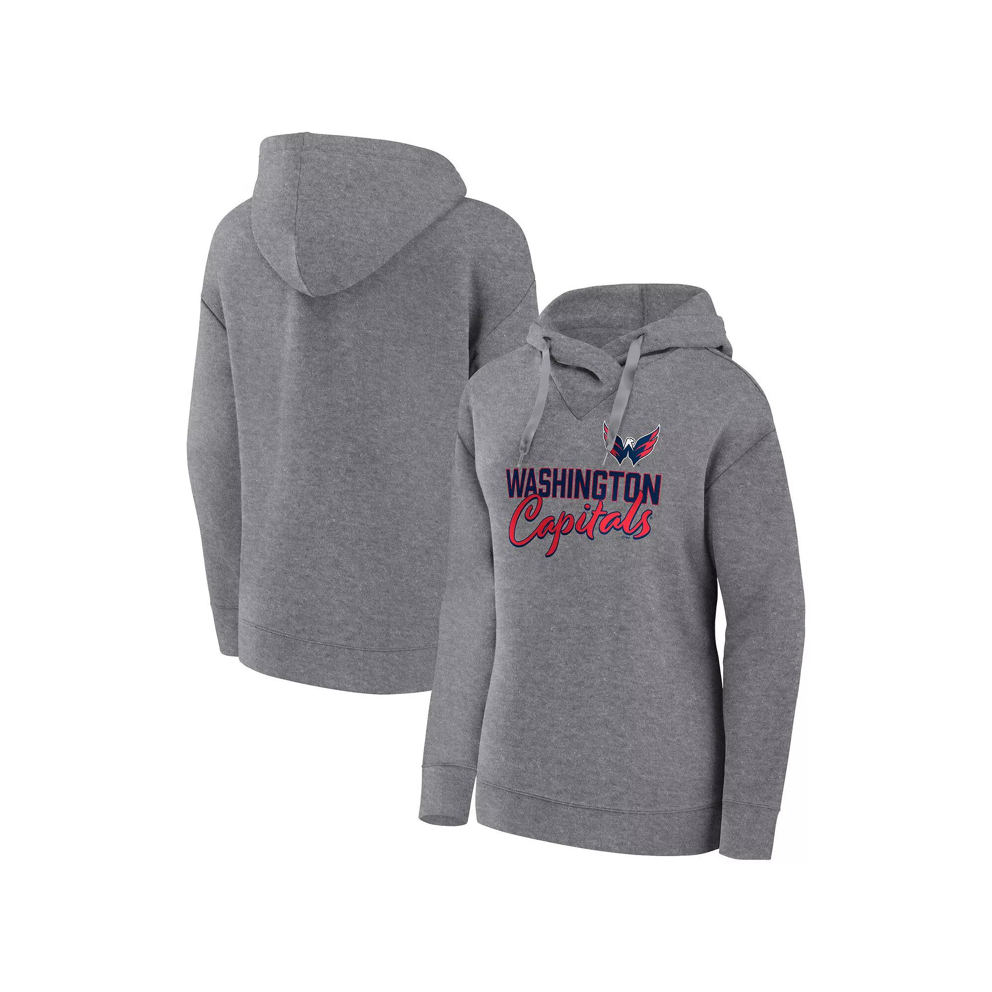 Women's Fanatics Branded Heather Gray Washington Capitals Script Favorite Pullover Hoodie,  Product Image