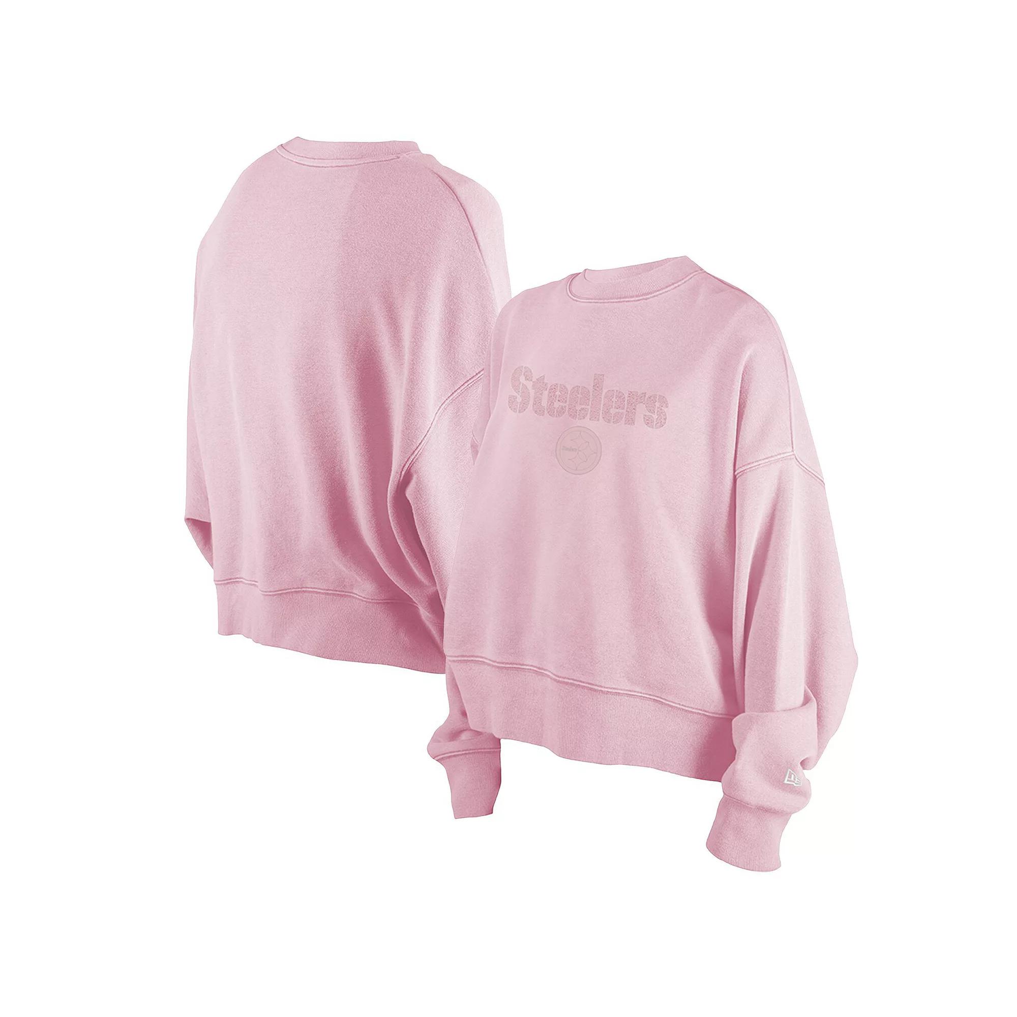 Women's New Era Pink Pittsburgh Steelers Cozy Pullover Sweatshirt, Size: Medium Product Image