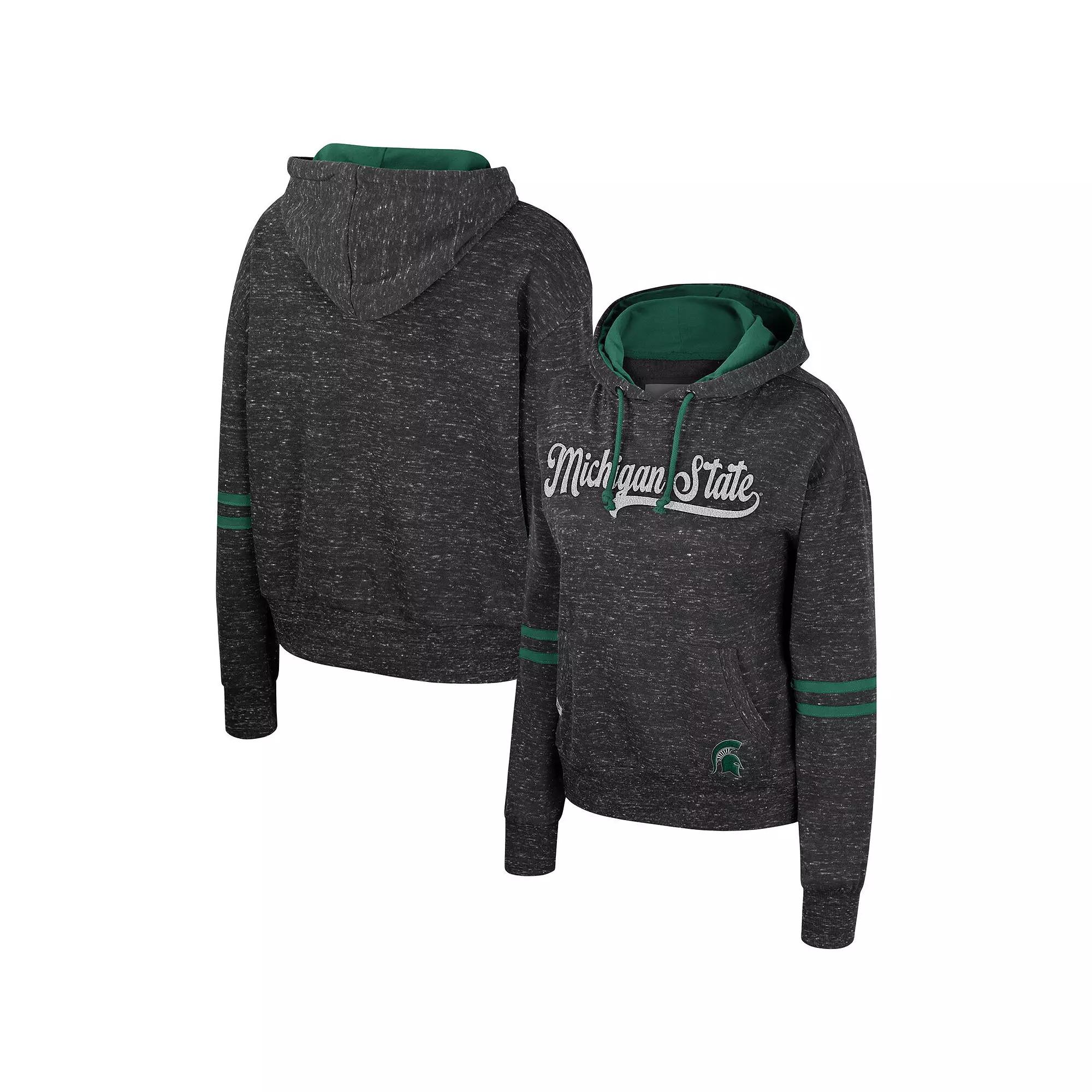 Women's Colosseum Charcoal Michigan State Spartans Catherine Speckle Pullover Hoodie,  Product Image