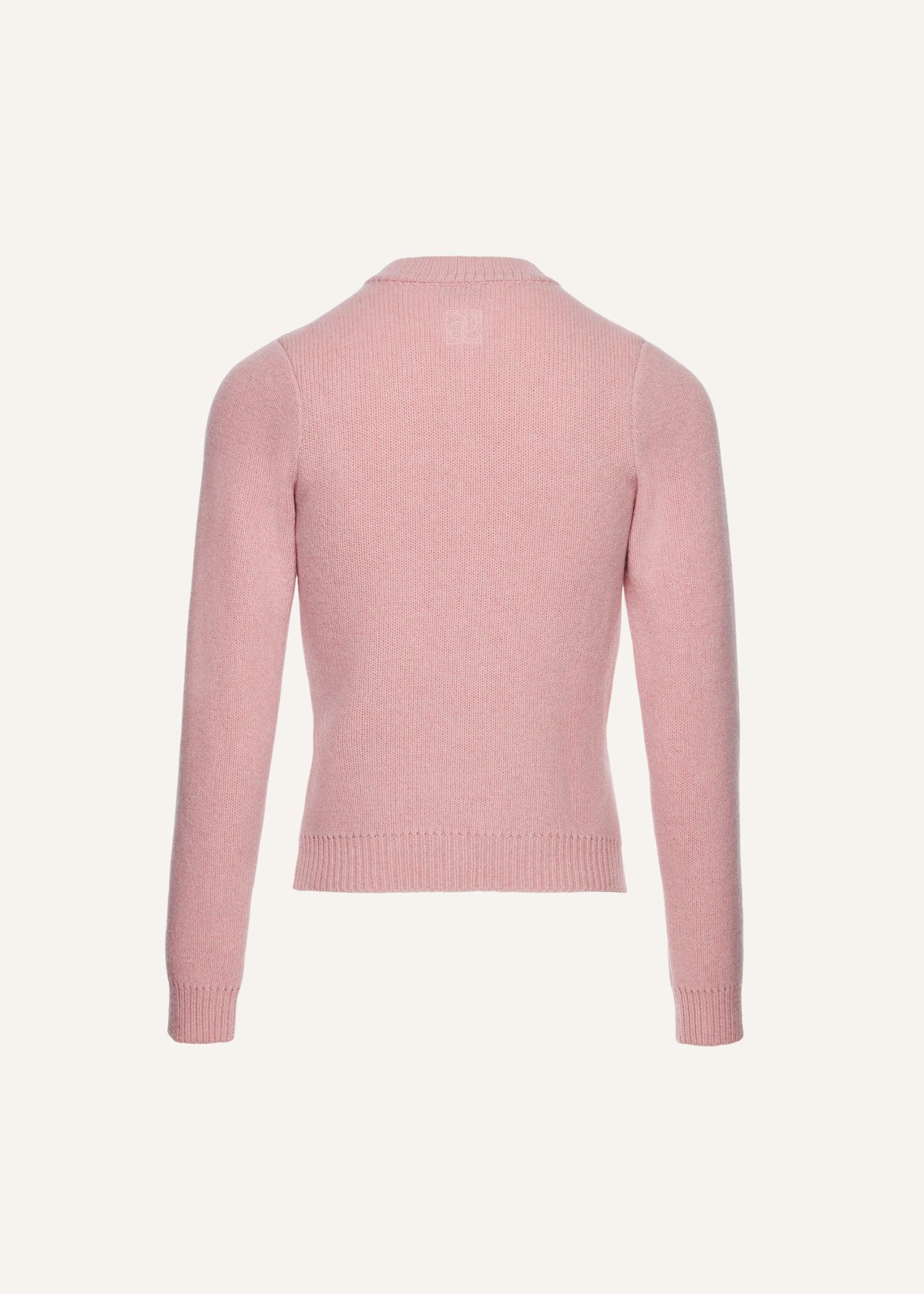 Classic round-neck cardigan in pink Product Image