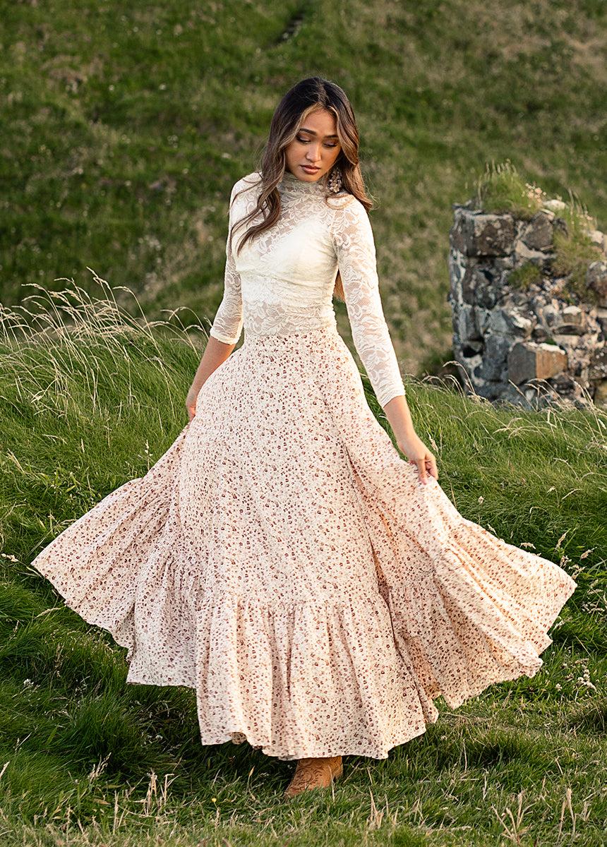 Annah Skirt in Neutral Floral Female Product Image