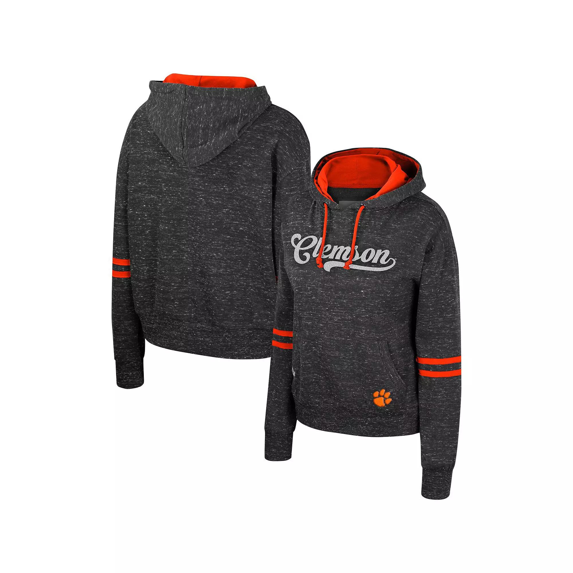 Women's Colosseum Charcoal Clemson Tigers Catherine Speckle Pullover Hoodie,  Product Image