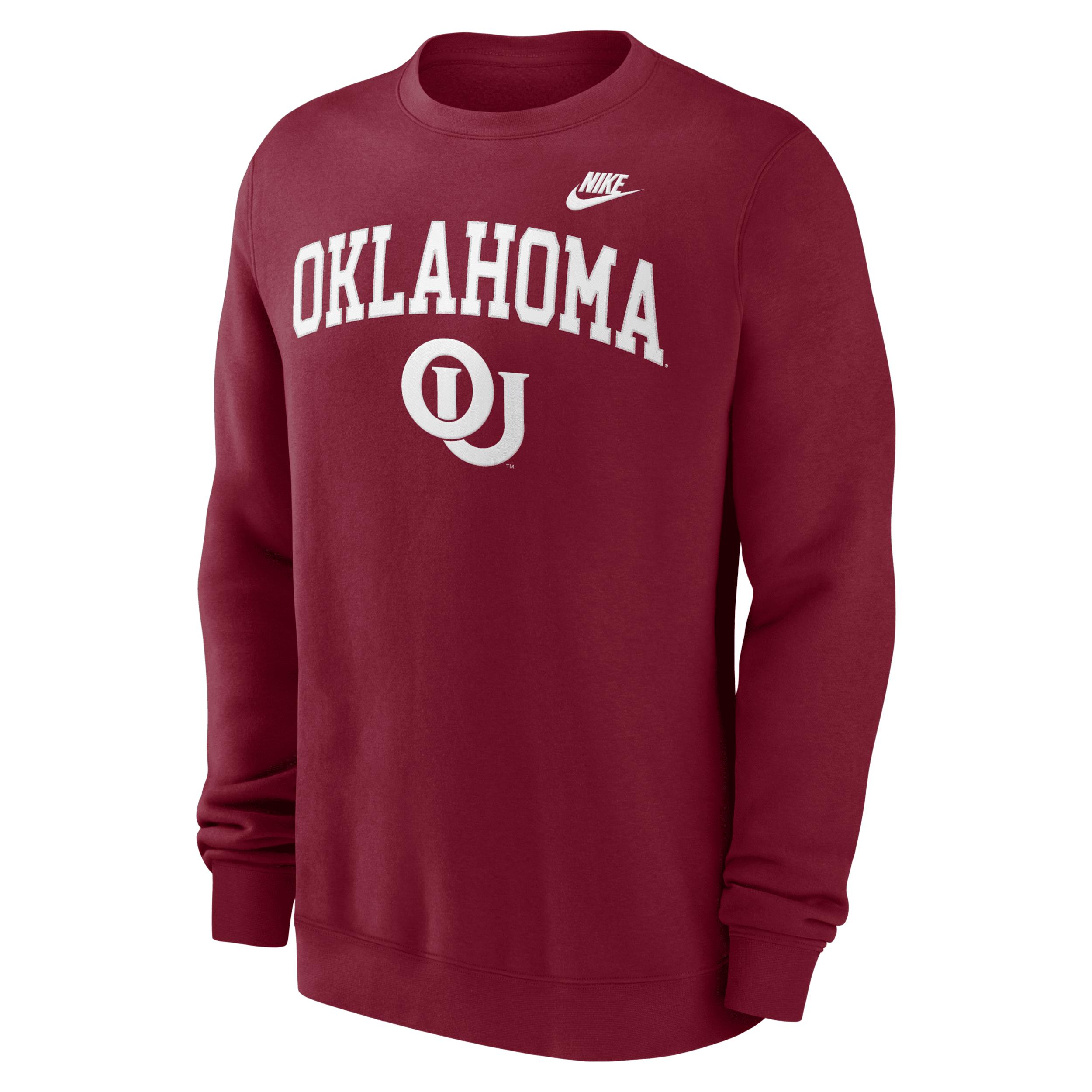 Men's Nike Crimson Oklahoma Sooners Legacy Classic Tackle Twill Embroidered Arch Over Logo Pullover Sweatshirt,  Product Image