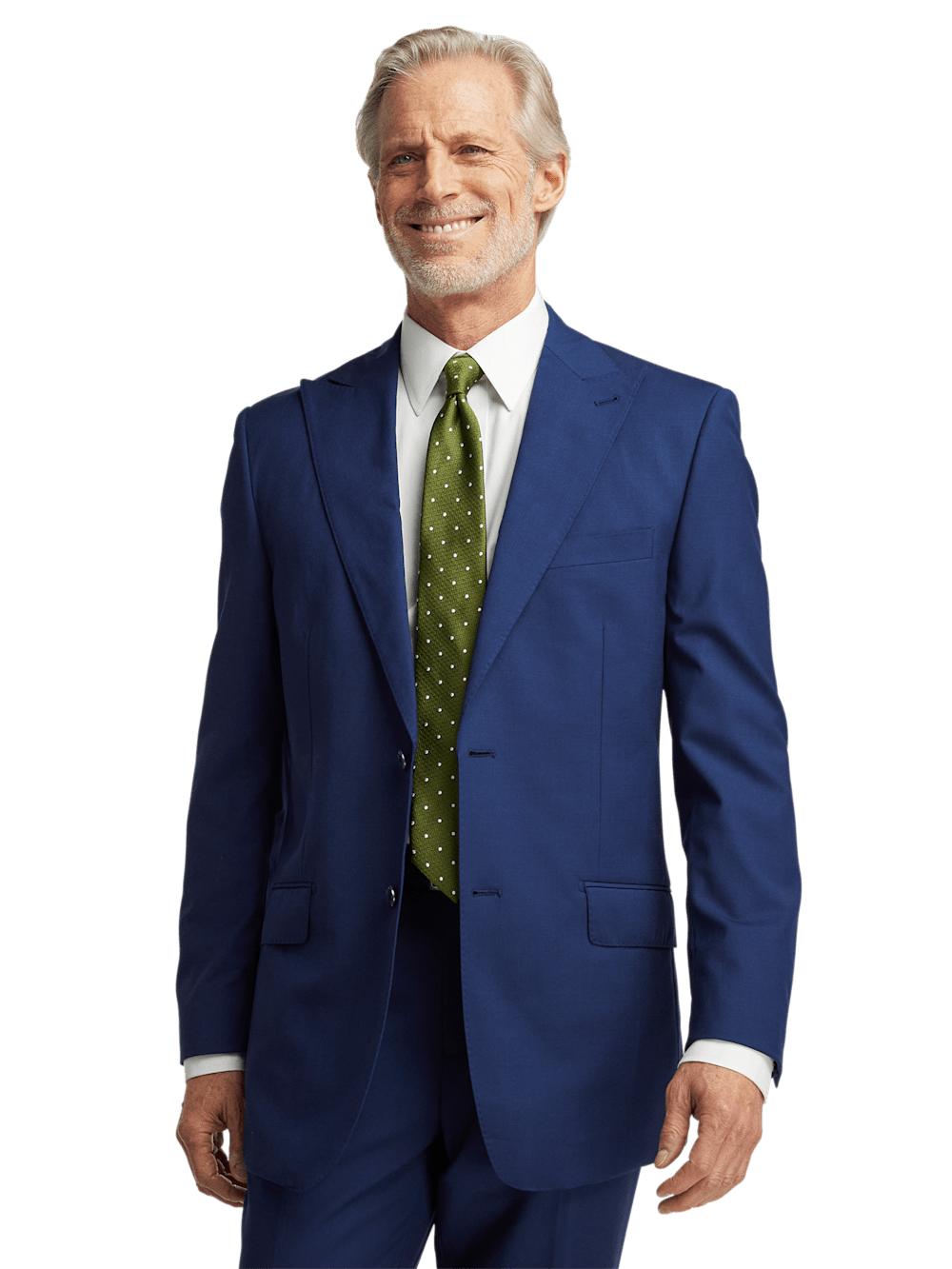 Wool Stretch Bengaline Peak Lapel Suit Jacket - Blue Product Image