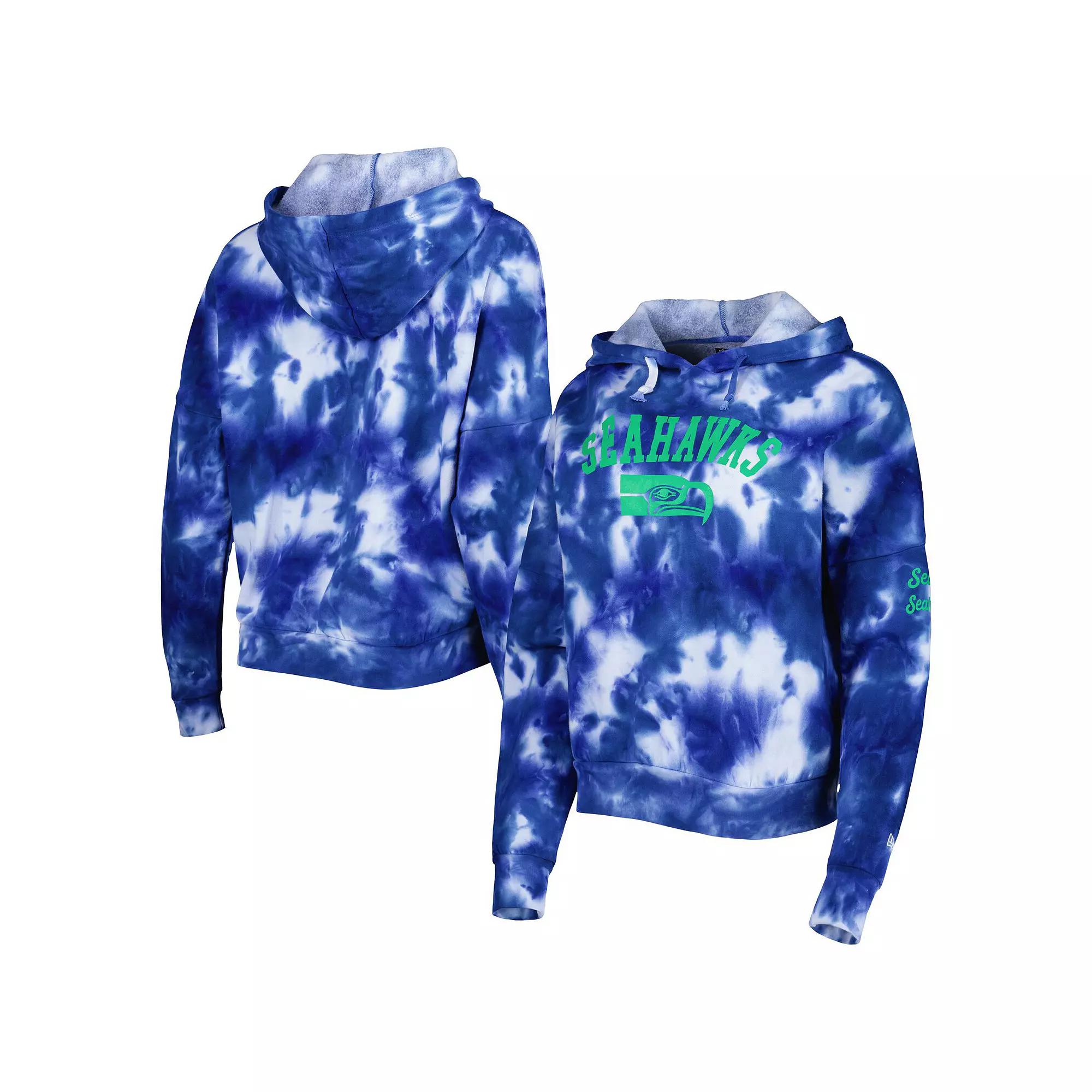 Women's New Era Royal Seattle Seahawks Cloud Dye Fleece Pullover Hoodie,  Product Image