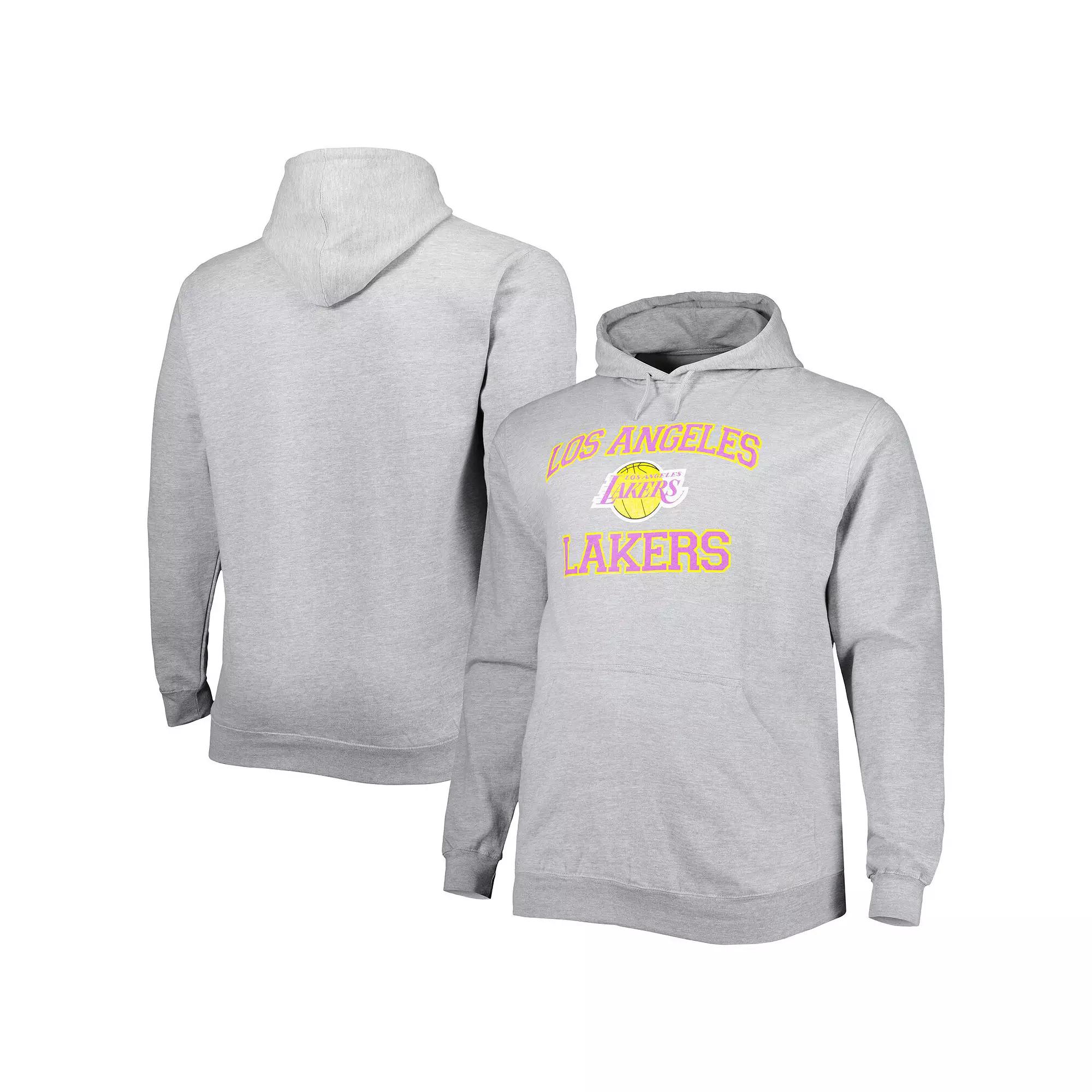 Men's Heathered Gray Los Angeles Lakers Big & Tall Heart & Soul Pullover Hoodie,  Product Image
