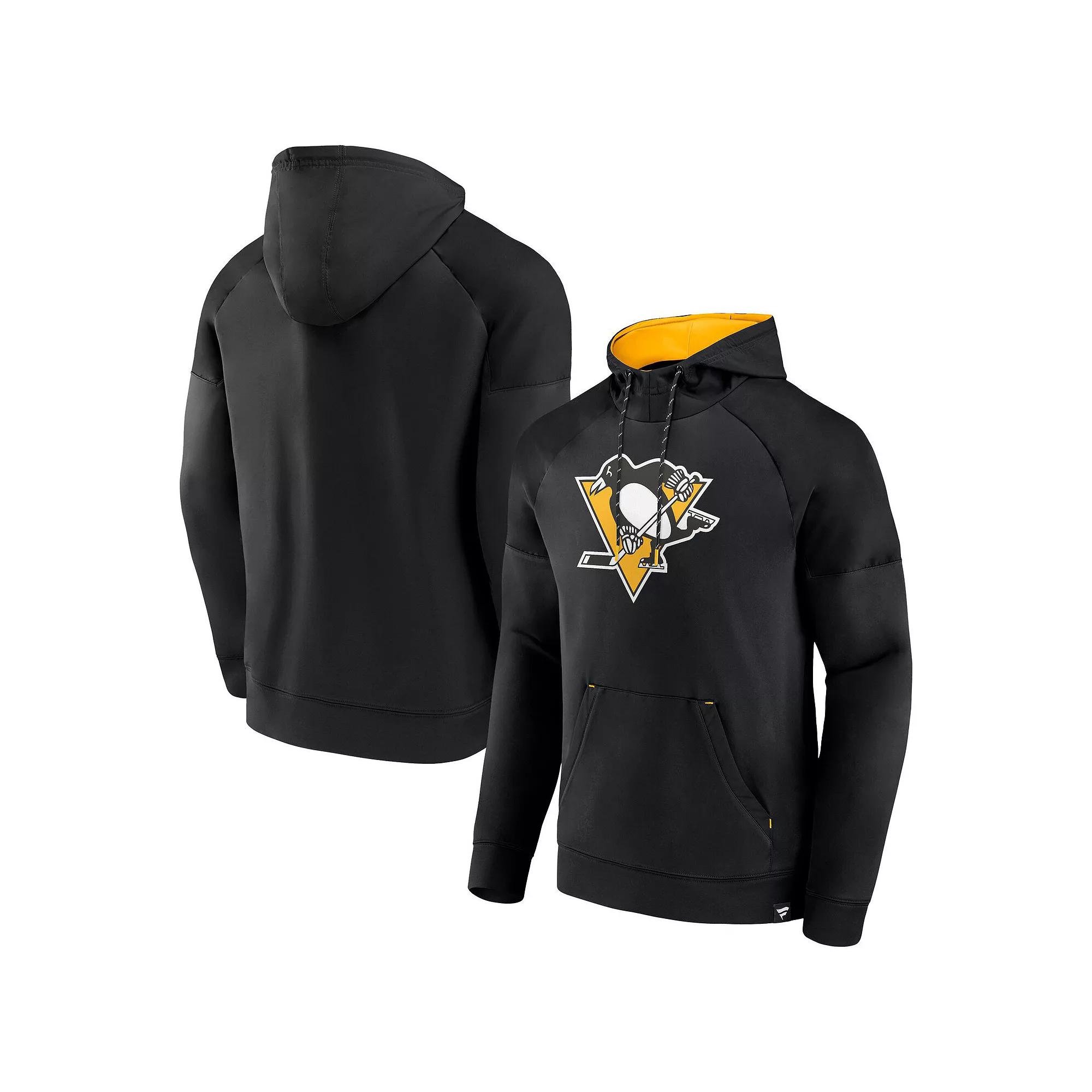 Men's Fanatics  Black Pittsburgh Penguins Iconic Defender Raglan Pullover Hoodie, Size: XL Product Image
