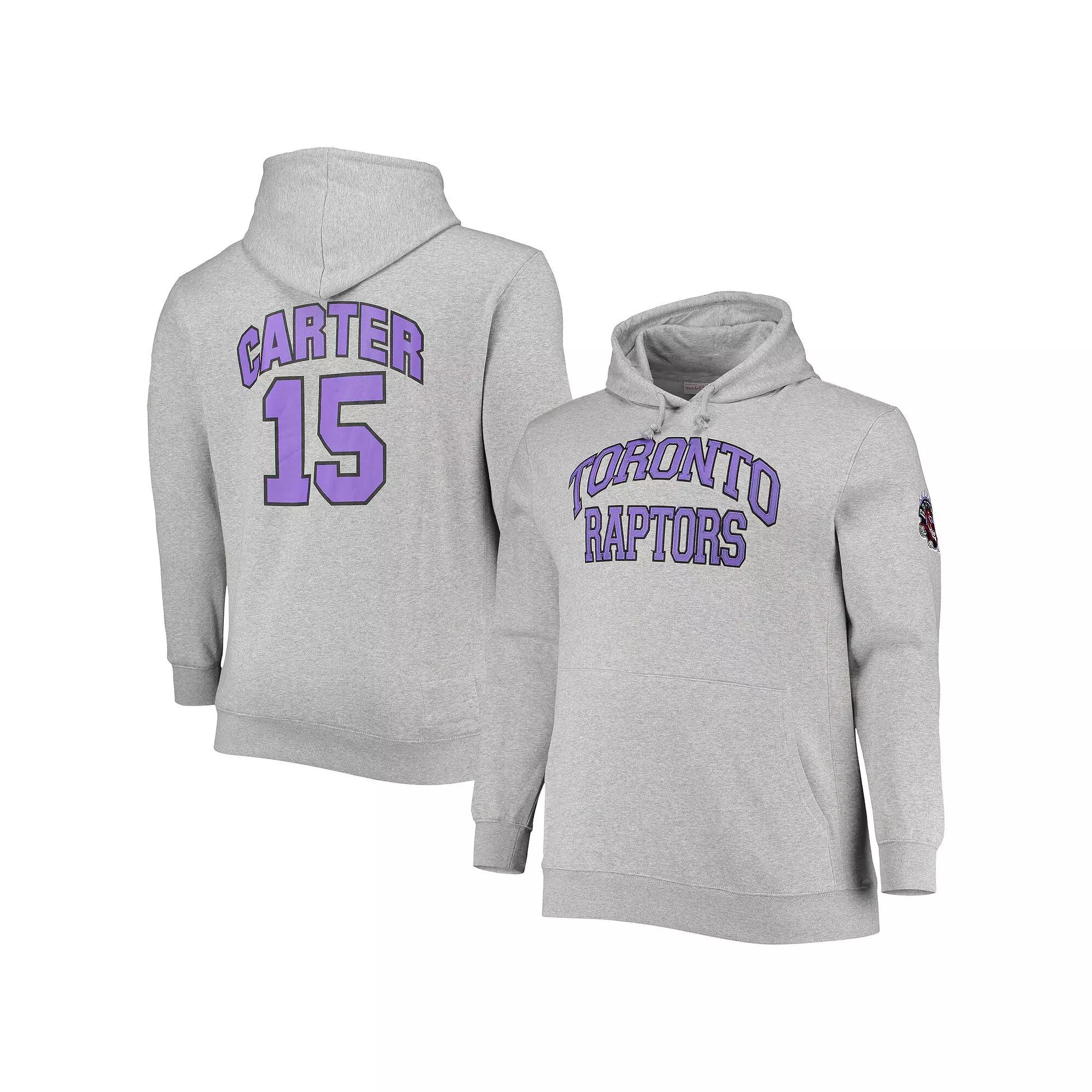 Men's Mitchell & Ness Vince Carter Heathered Gray Toronto Raptors Big & Tall Name & Number Pullover Hoodie, Size: 4XB, Rpt Grey Product Image