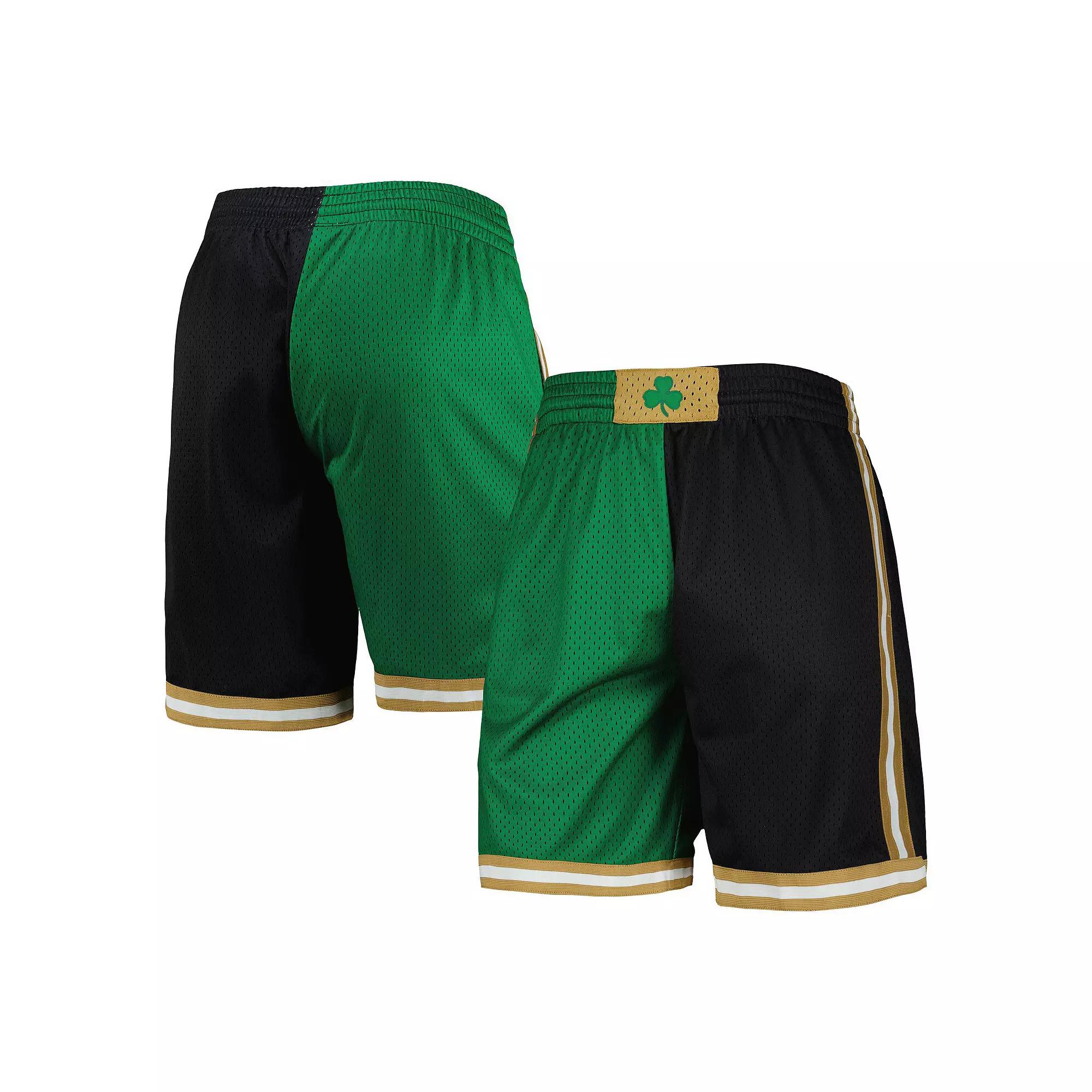 Men's Mitchell & Ness Kelly Green/Black Boston Celtics Hardwood Classics 2007 Split Swingman Shorts,  Product Image