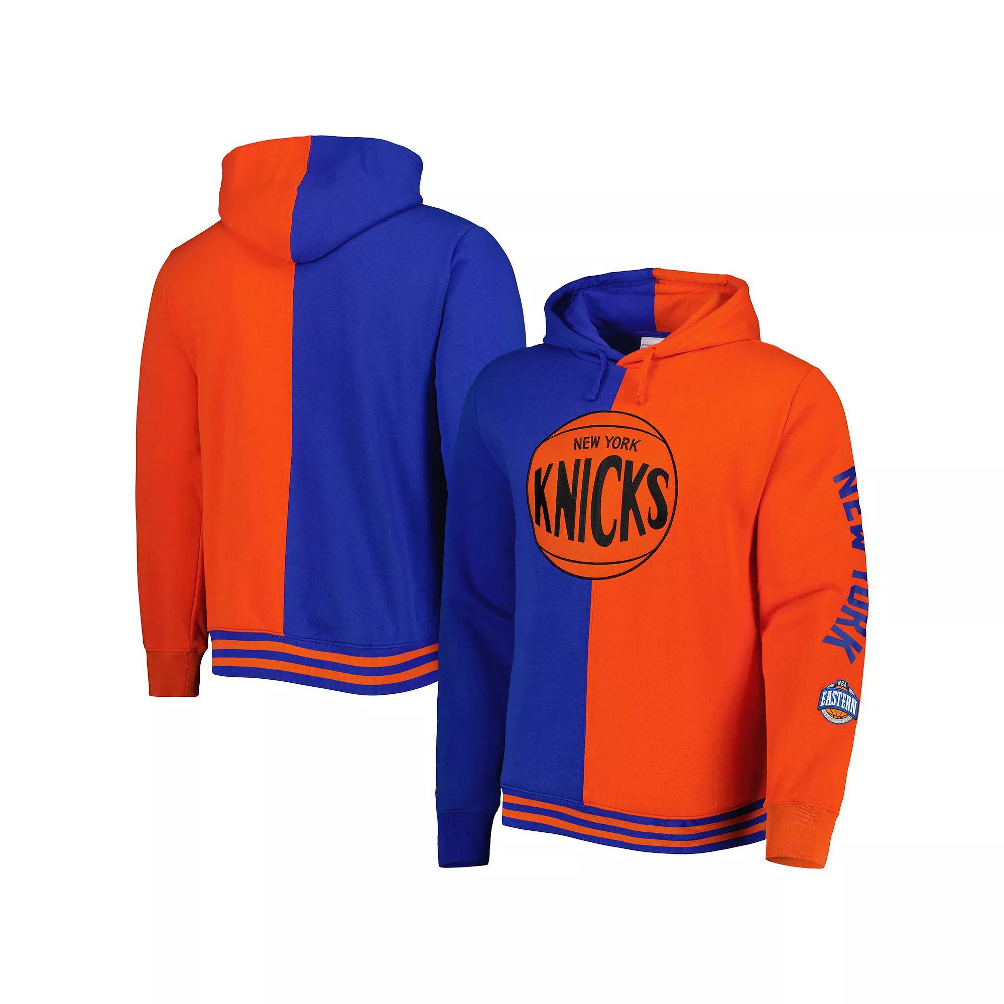 Men's Mitchell & Ness Blue/Orange New York Knicks Big & Tall Hardwood Classics Split Pullover Hoodie, Size: 3XB Product Image