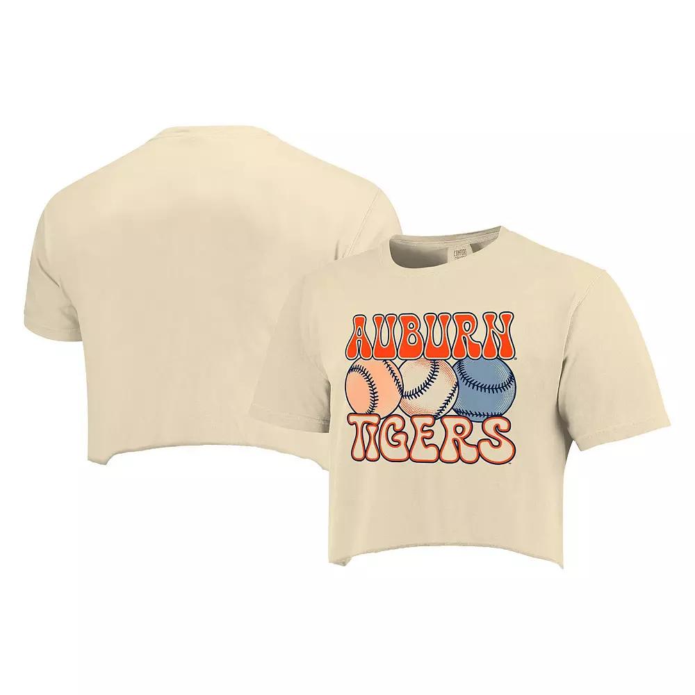 Women's Natural Auburn Tigers Comfort Colors Baseball Cropped T-Shirt,  Product Image