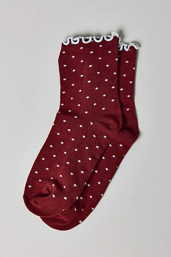 Lettuce-Edge Polka Dot Sock Womens at Urban Outfitters Product Image