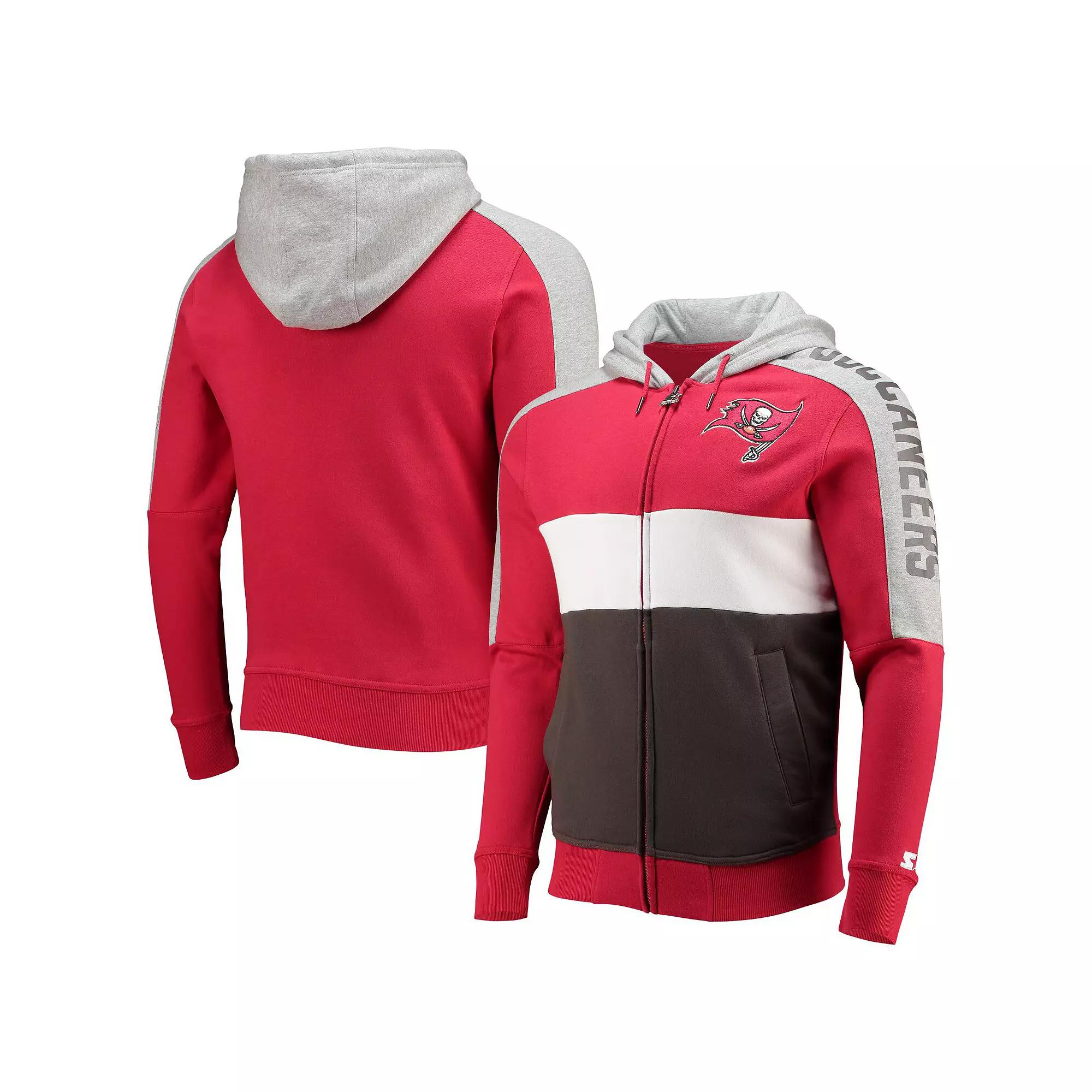 Men's Starter Red/Pewter Tampa Bay Buccaneers Playoffs Color Block Full-Zip Hoodie,  Product Image