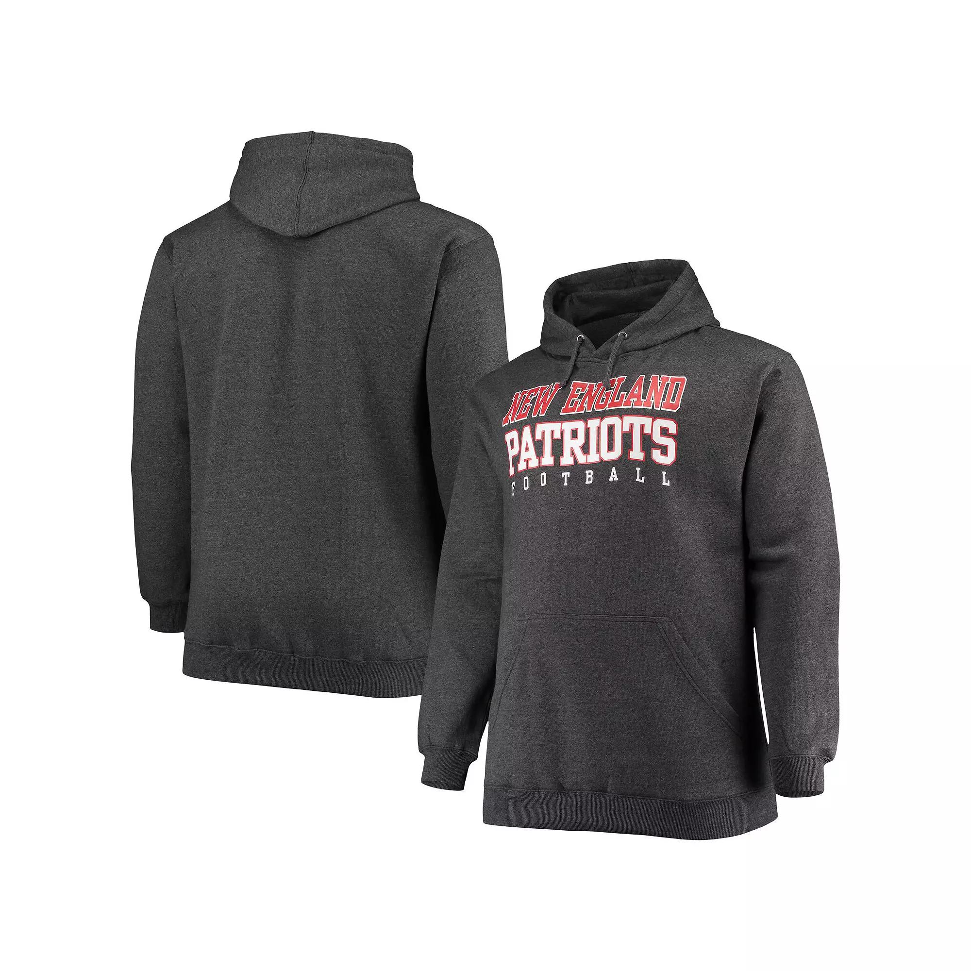 Men's Fanatics Branded Heathered Charcoal New England Patriots Big & Tall Practice Pullover Hoodie,  Product Image