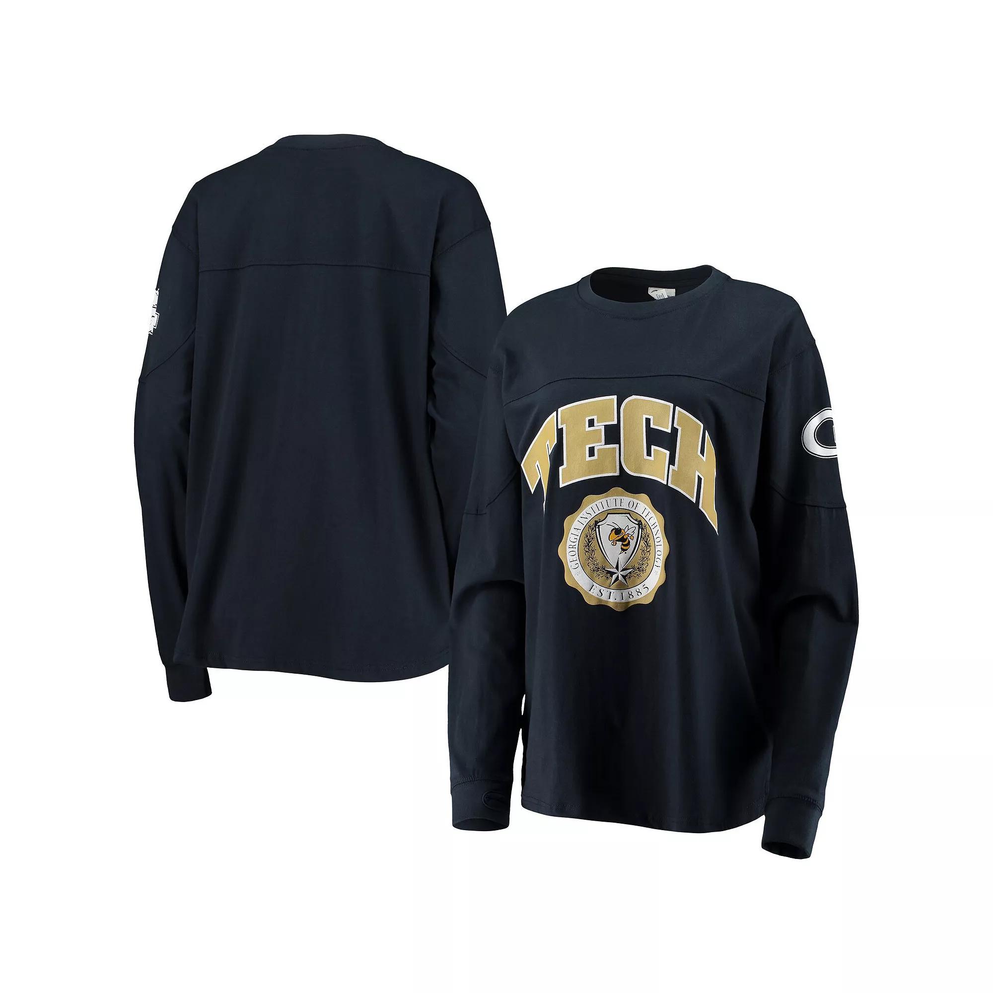 Women's Pressbox Navy Georgia Tech Yellow Jackets Edith Long Sleeve T-Shirt, Size: Large, Blue Product Image