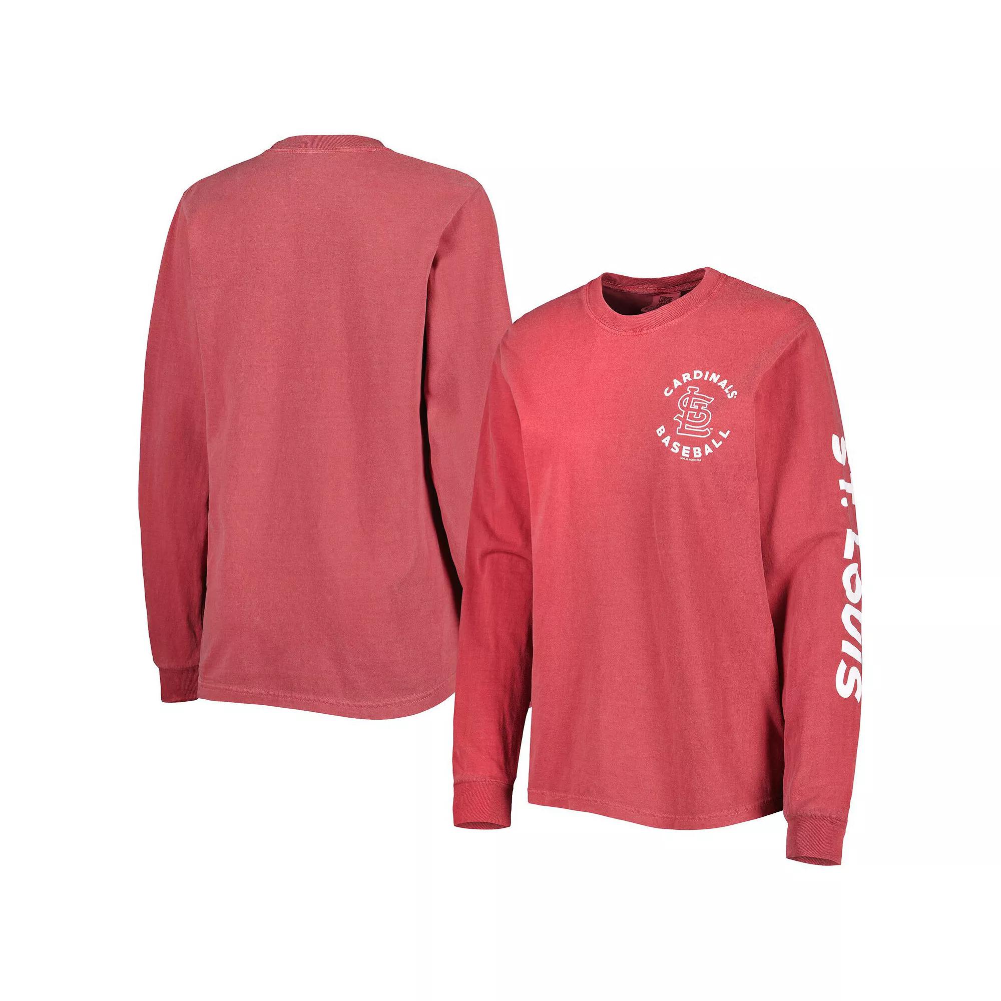 Women's Soft as a Grape Red St. Louis Cardinals Team Pigment Dye Long Sleeve T-Shirt, Size: Small Product Image