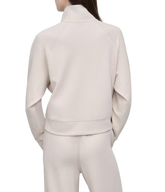 DKNY by Donna Karen Sport Coordinating Highline Ribbed Mock Neck Half Zip Long Sleeve Kanga Pocket Pullover Product Image