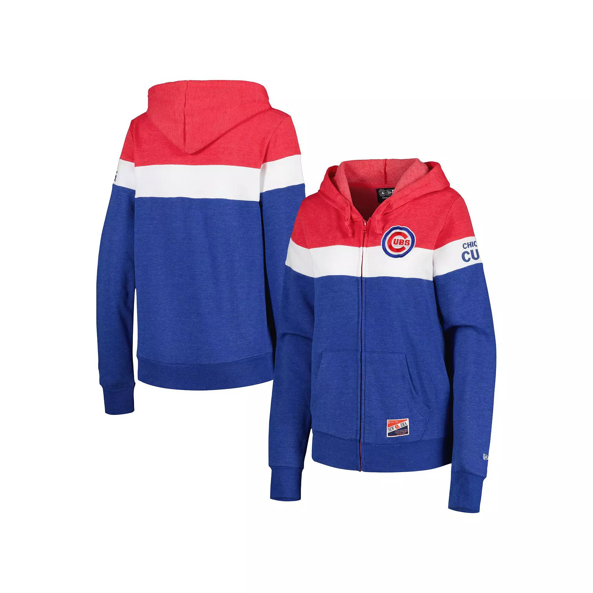 Women's New Era Heather Royal Chicago Cubs Colorblock Full-Zip Hoodie Jacket, Size: Medium, Blue Product Image