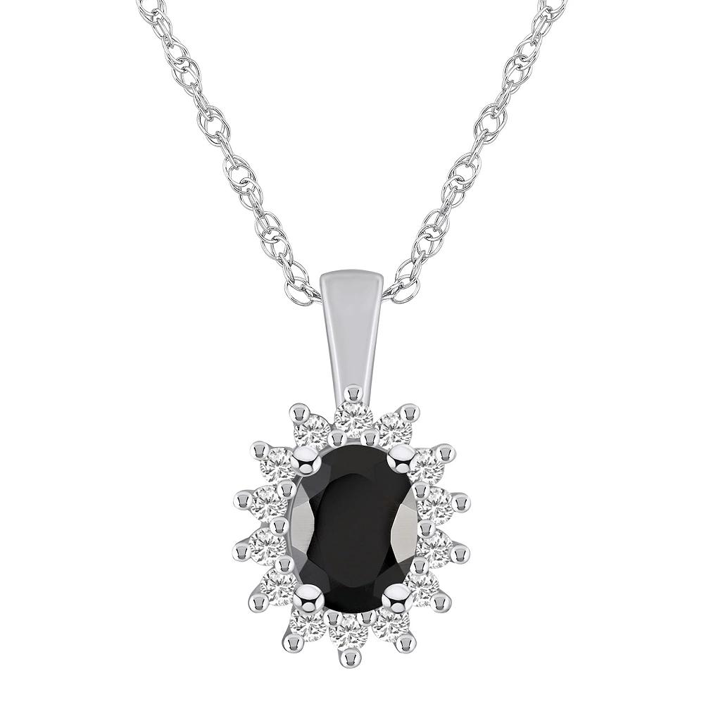 Alyson Layne 14k Gold Oval Black Onyx & 1/3 Carat T.W. Diamond Halo Pendant Necklace, Women's, Size: 18" Product Image