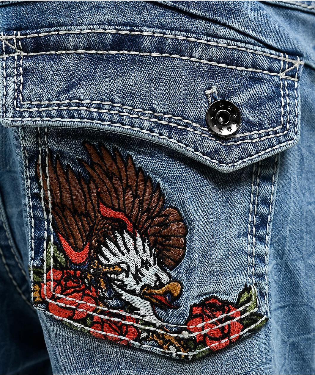 Ninth Hall Eagle Signal Fracture Stacked Flare Jeans Product Image