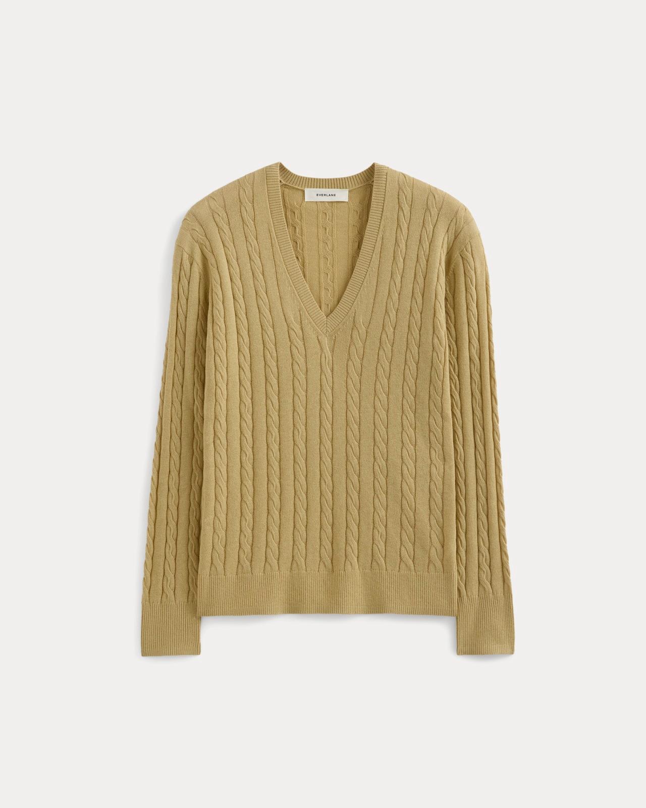 Womens Cable V-Neck in Cotton Cashmere Sweater by Everlane Product Image