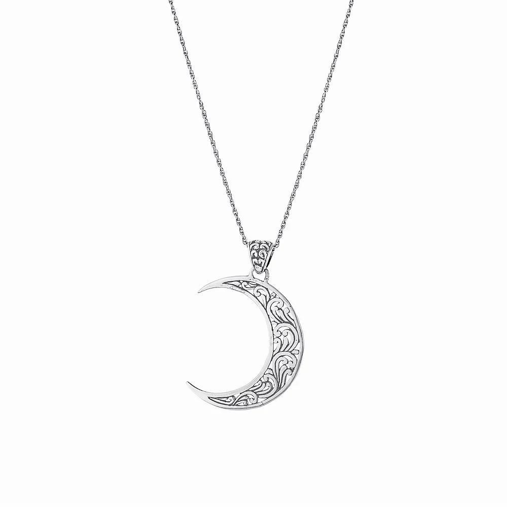 Athra NJ Inc Sterling Silver Filigree Crescent Moon Pendant Necklace, Women's, Size: 18" Product Image