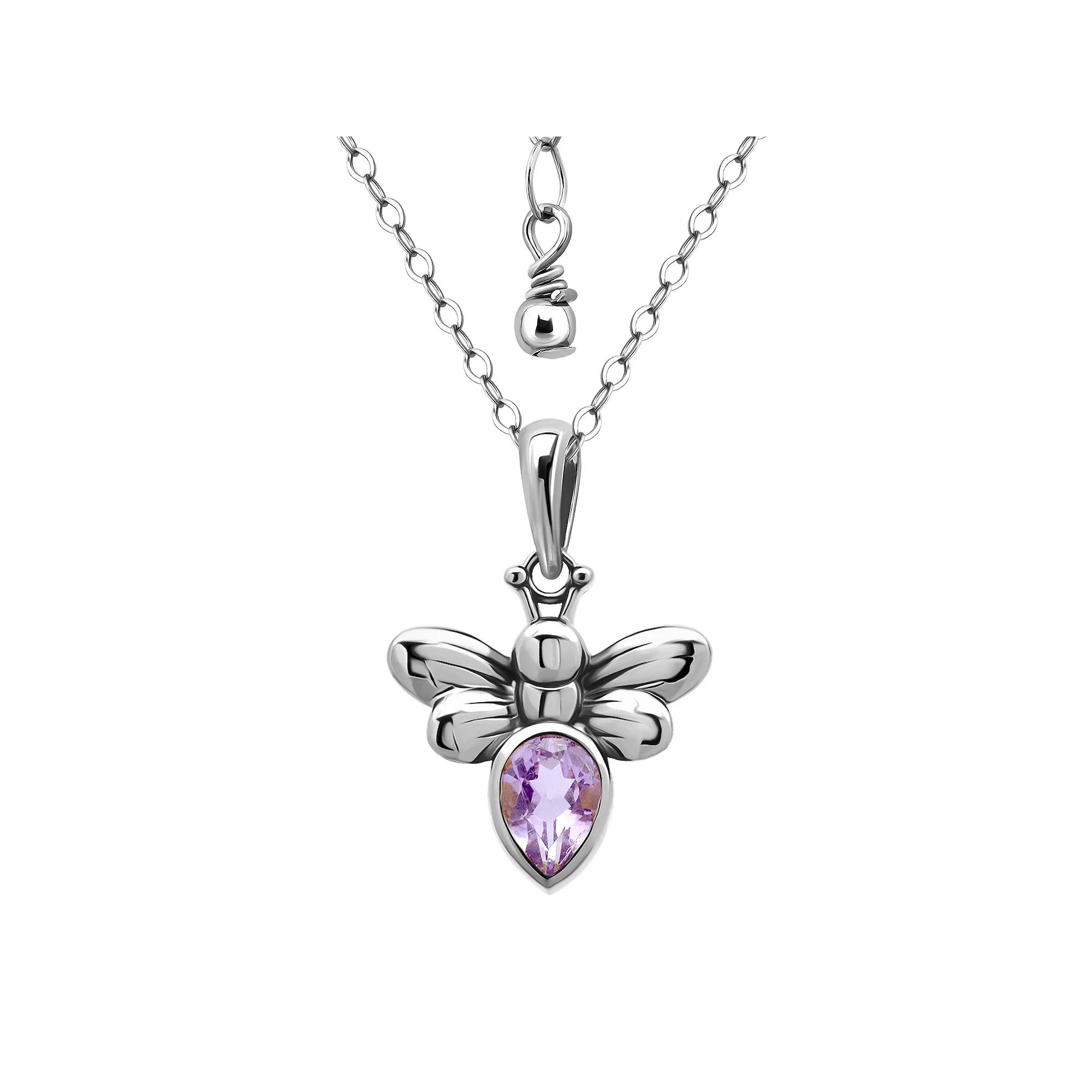Aleure Precioso Sterling Silver Bee Pendant Necklace, Women's, Size: 16-18" ADJ, Purple Product Image