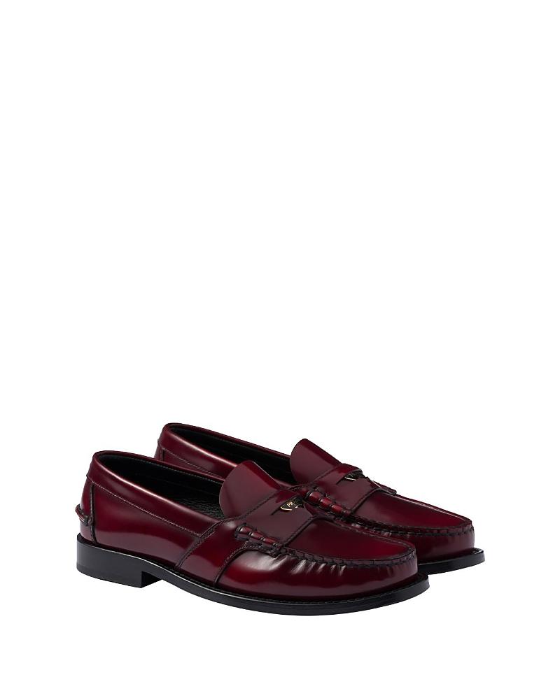 Prada Womens Brushed Leather Loafers Product Image