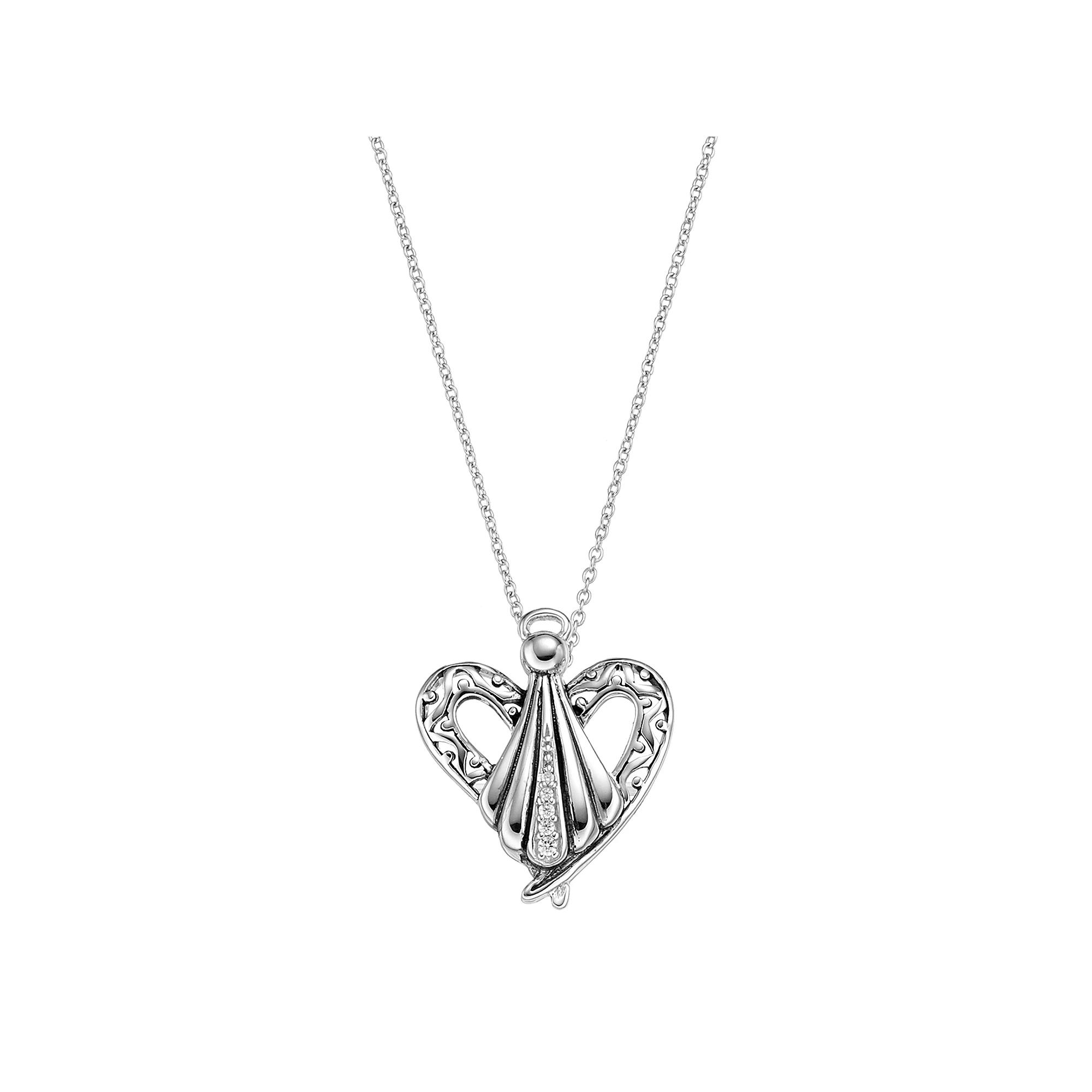 Sentimental Expressions Sterling Silver Cubic Zirconia Angel of Friendship Necklace, Women's, Size: 18", White Product Image