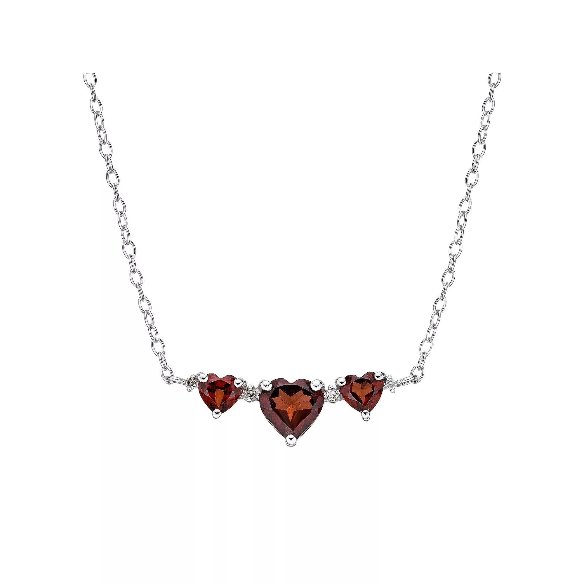 Gemminded Sterling Silver Garnet & Diamond Accent Necklace, Women's, Size: 18" Product Image