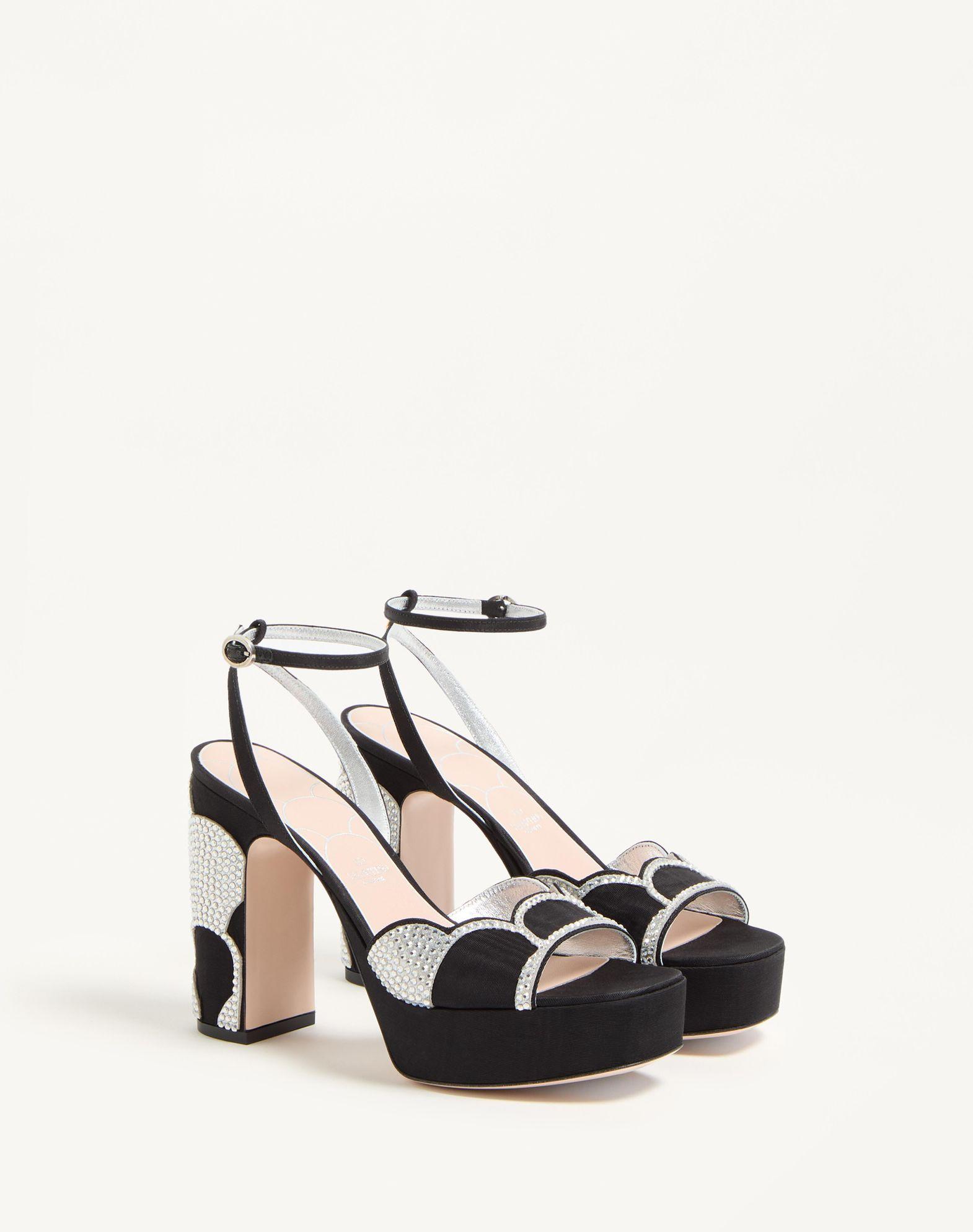 Bowow Platform Sandal In Moiré Fabric With Crystals 115Mm Product Image