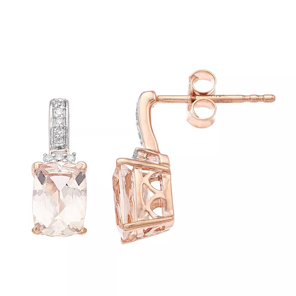 Gemminded 10k Rose Gold Morganite & Diamond Accent Earrings, Women's Product Image