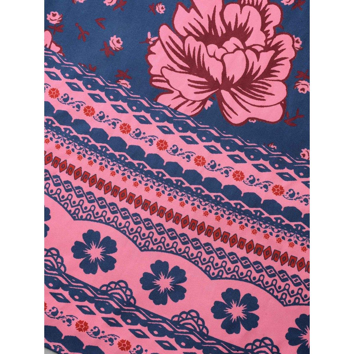 Plus Size Boho Print V Neck Elastic Waist Dress Midnight Women Resort Non V-neck Long Sleeve Curvy BloomChic 26/4X Product Image