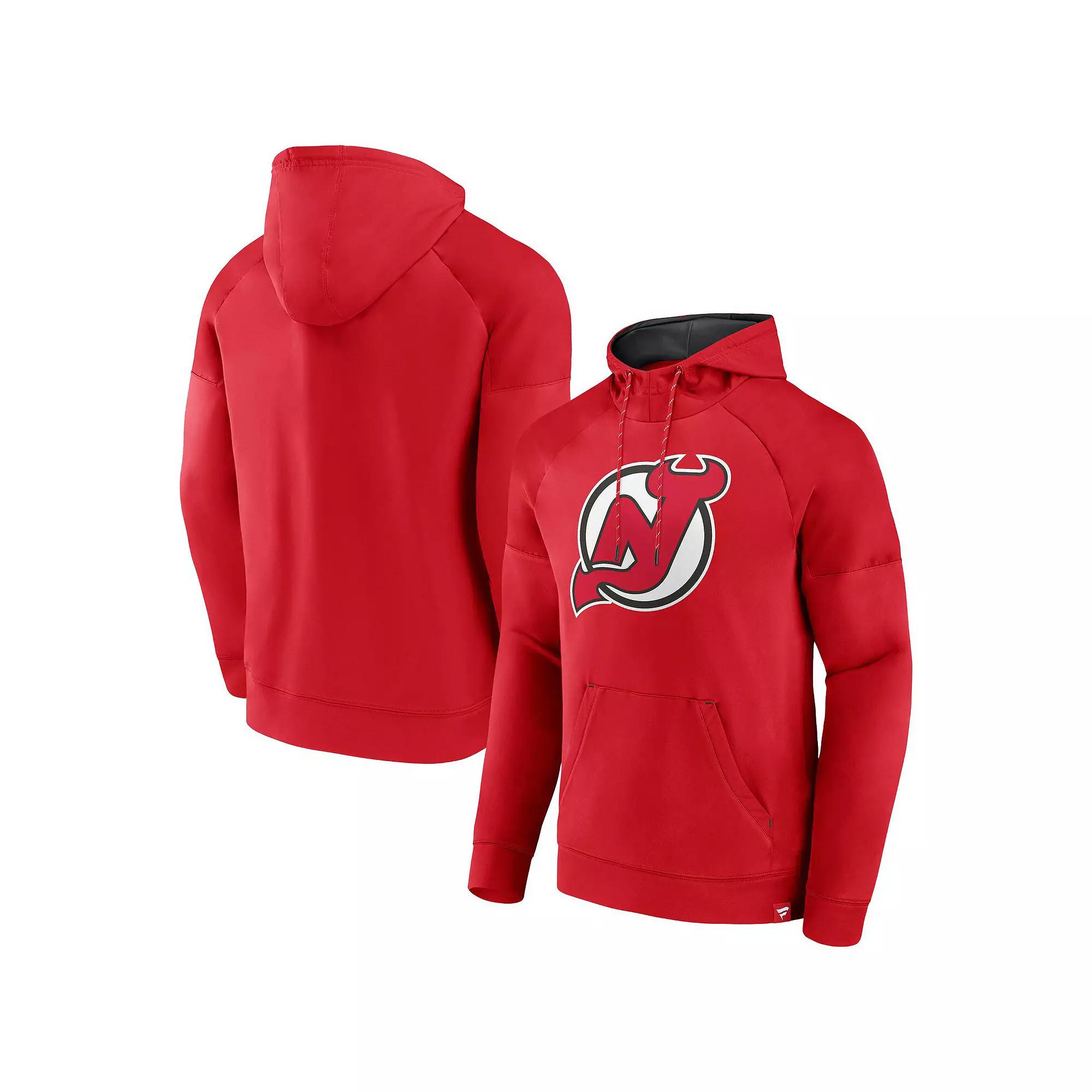 Men's Fanatics Red New Jersey Devils Iconic Defender Raglan Pullover Hoodie,  Product Image