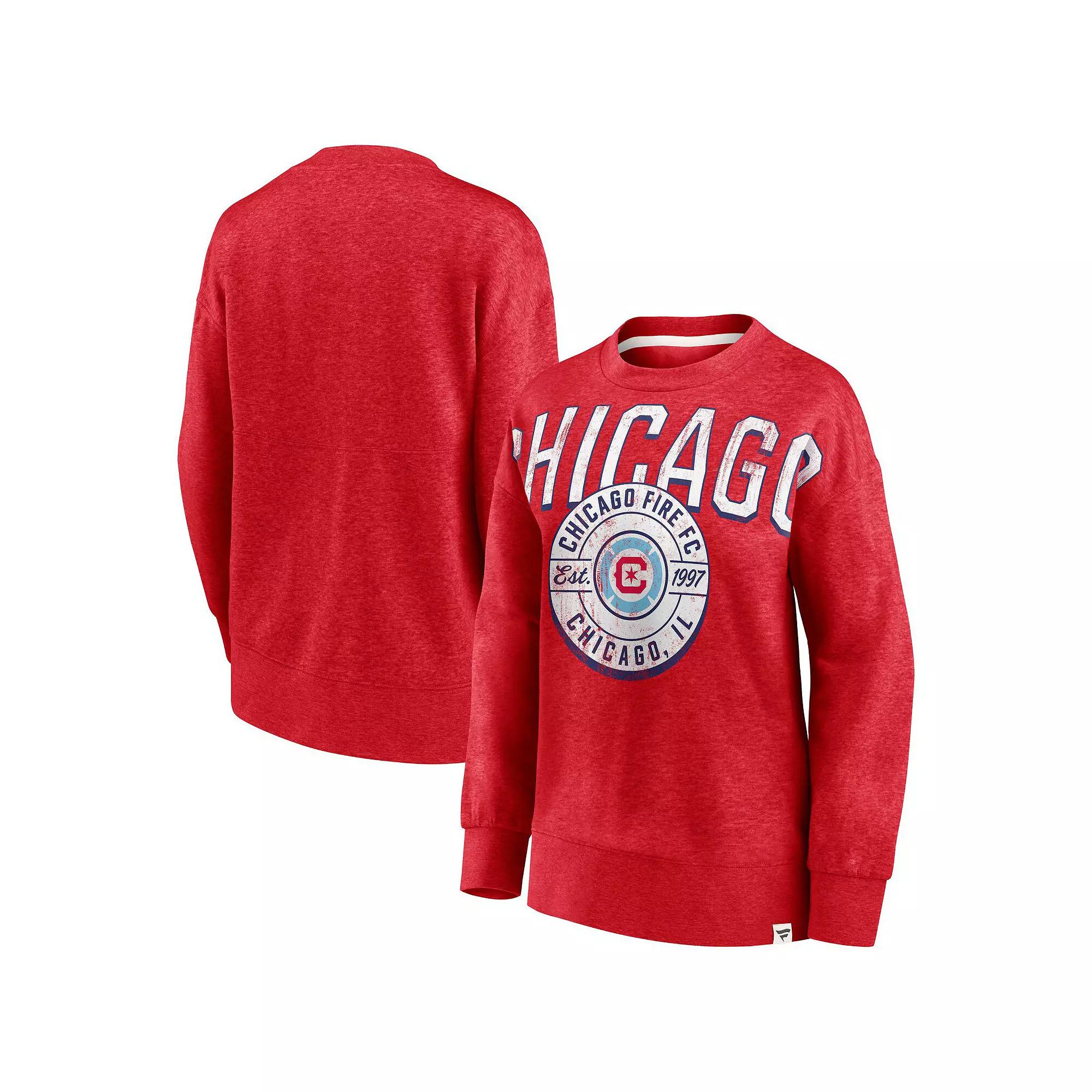Women's Fanatics Branded Red Chicago Fire True Classics Oversized Pullover Sweatshirt, Size: Small, Cfs Red Product Image
