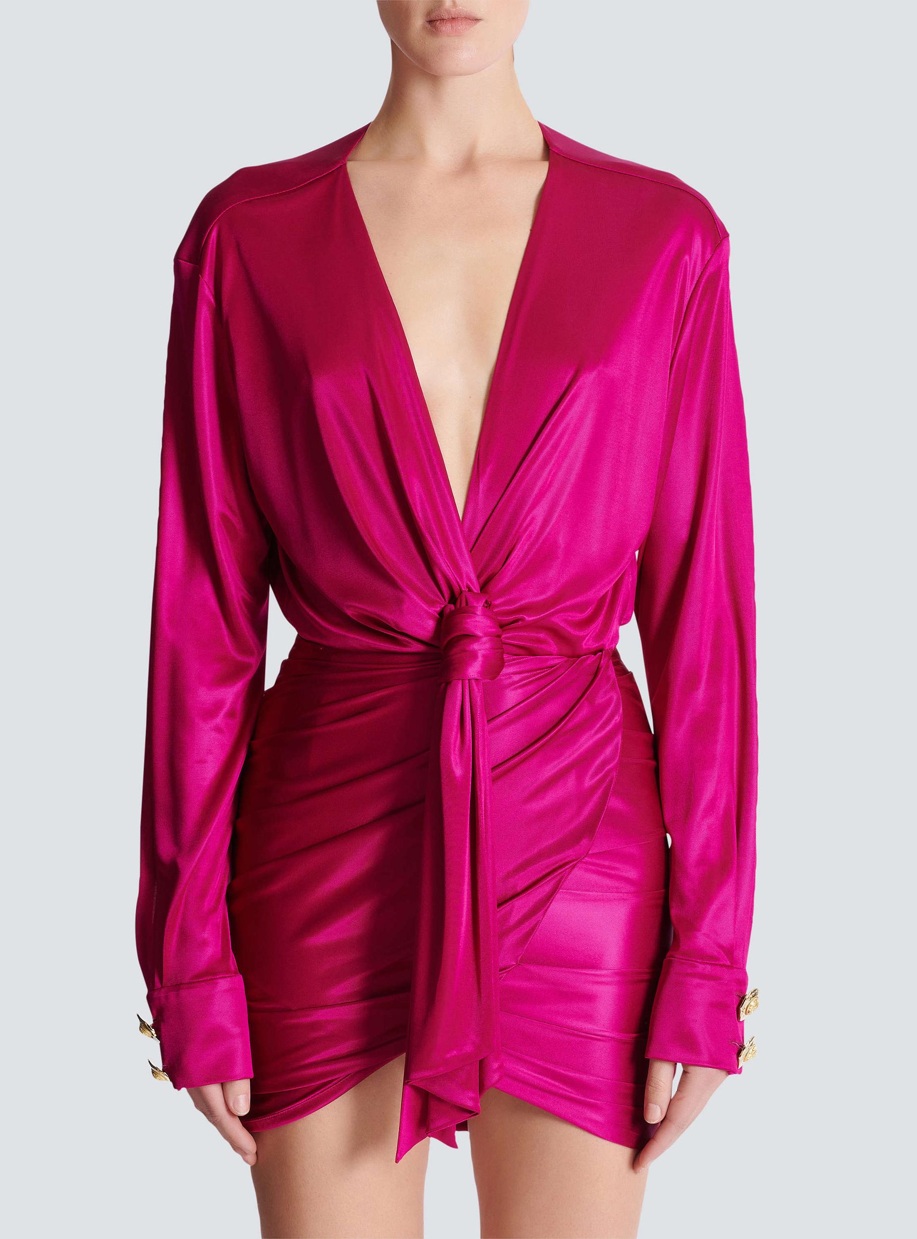 Short draped interlock jersey dress Product Image