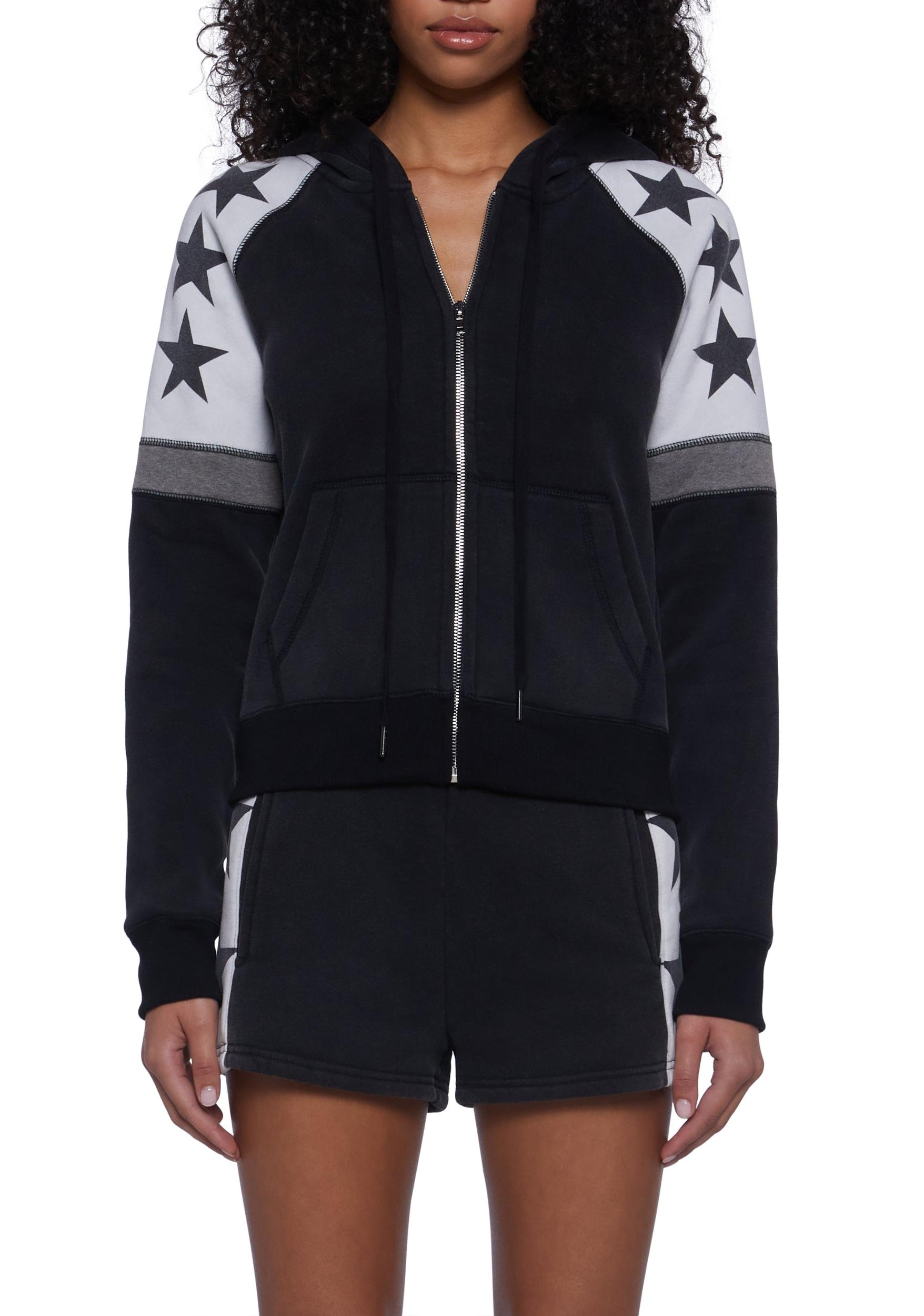 Womens Star Print Hoodie Current Mood - Black Product Image