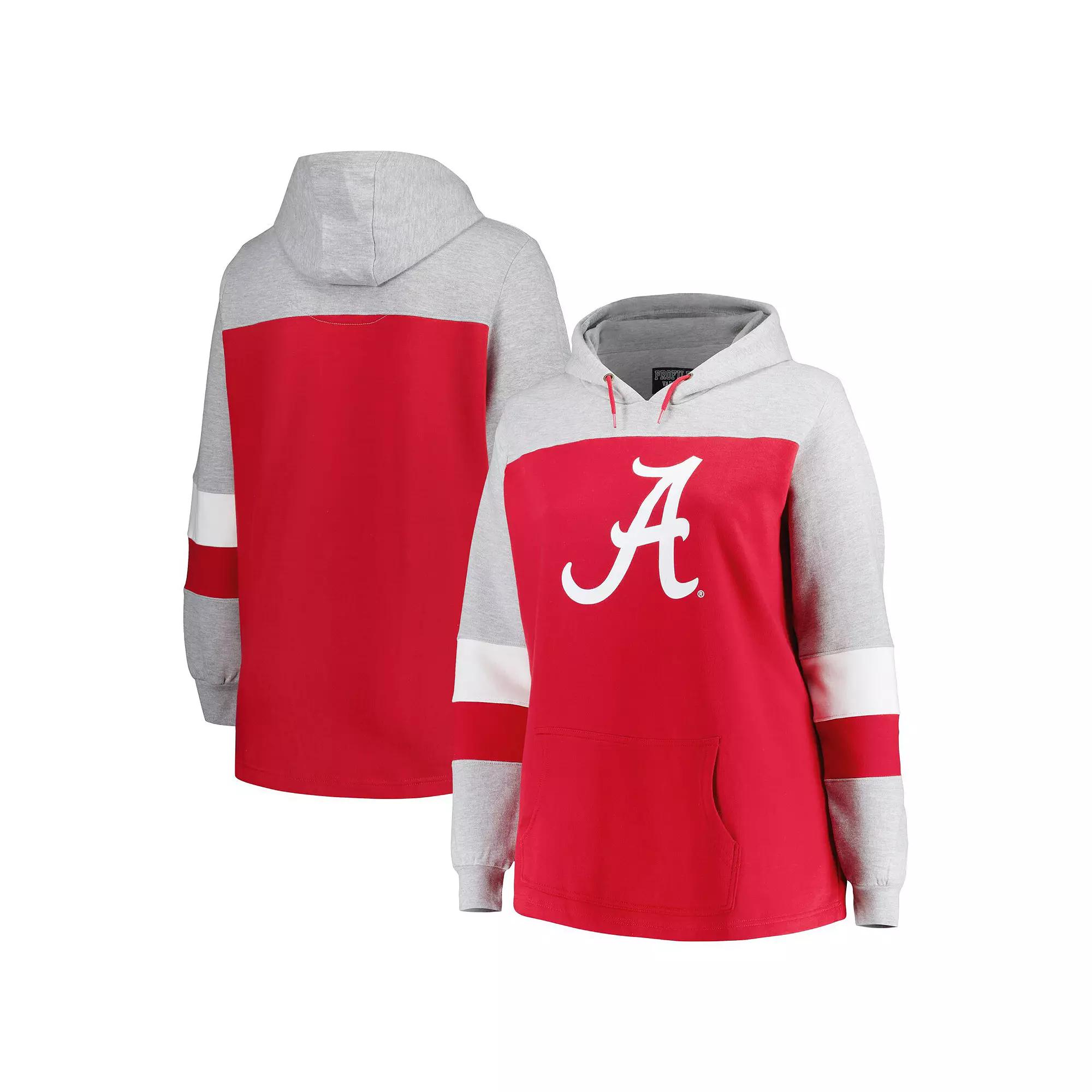 Women's Crimson Alabama Crimson Tide Plus Size Color-Block Pullover Hoodie, Size: 2XL, Red Product Image