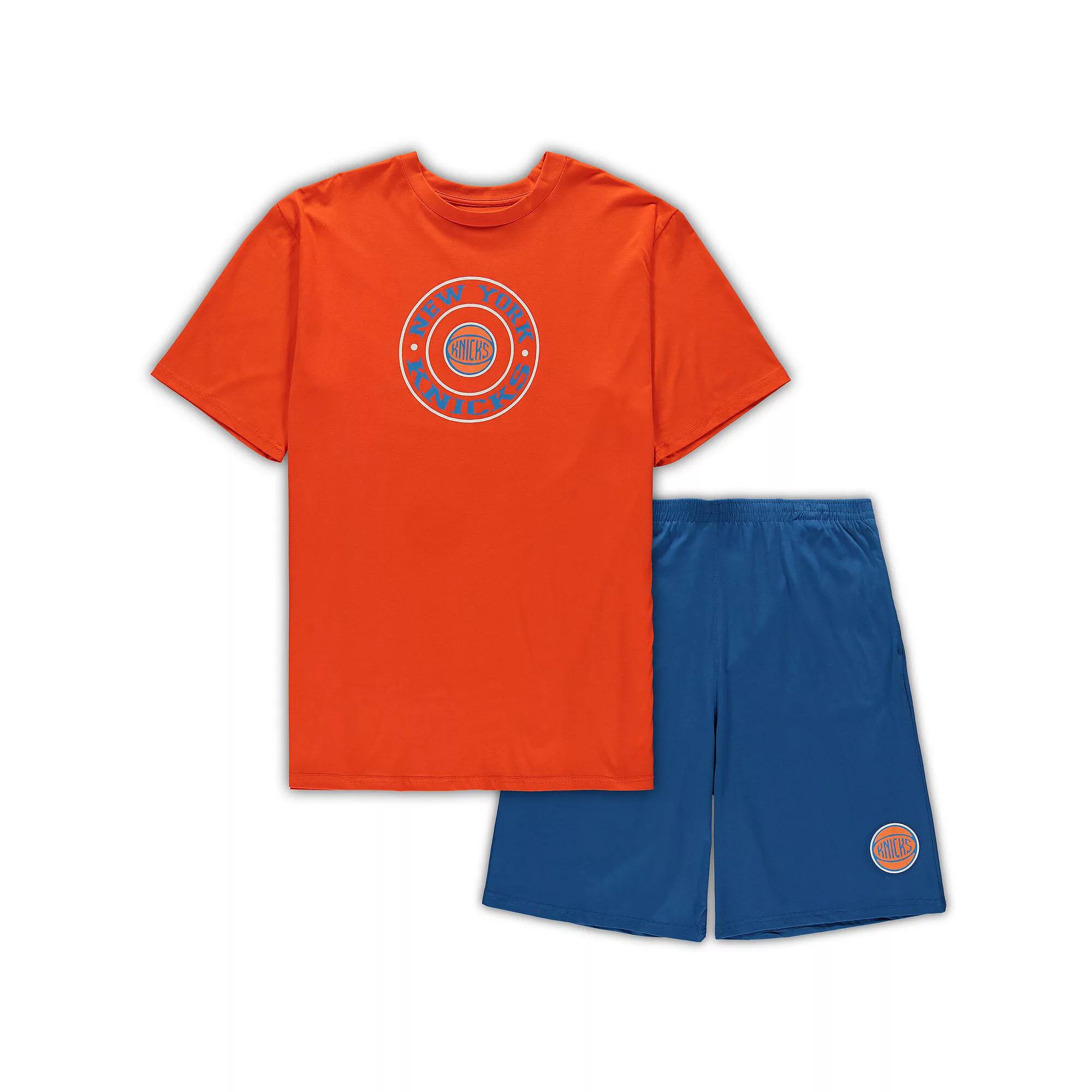Men's Concepts Sport Orange/Blue New York Knicks Big & Tall T-Shirt & Shorts Sleep Set, Size: 3XB Product Image