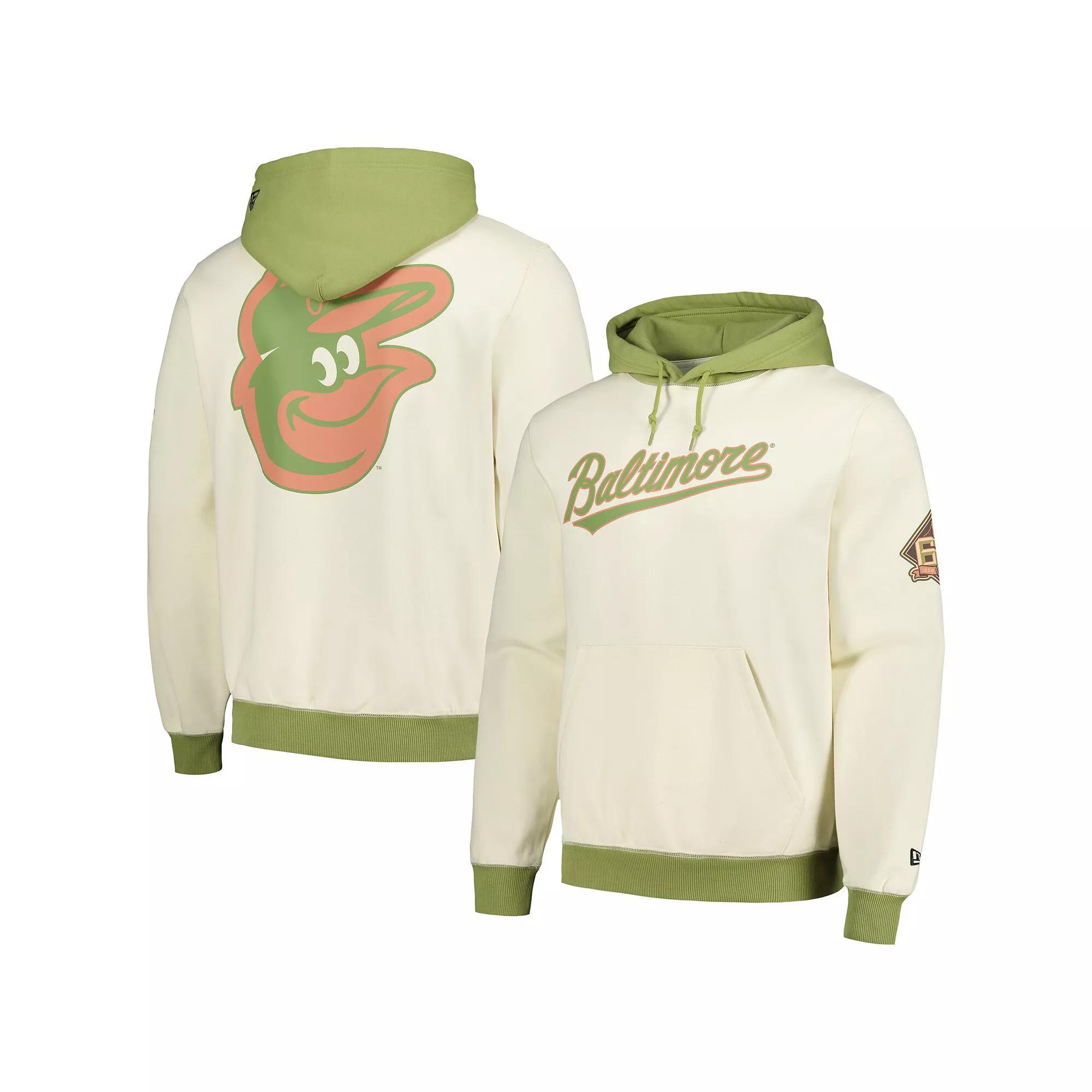 Mens New Era Cream/Green Baltimore Orioles Color Pop Pullover Hoodie Product Image