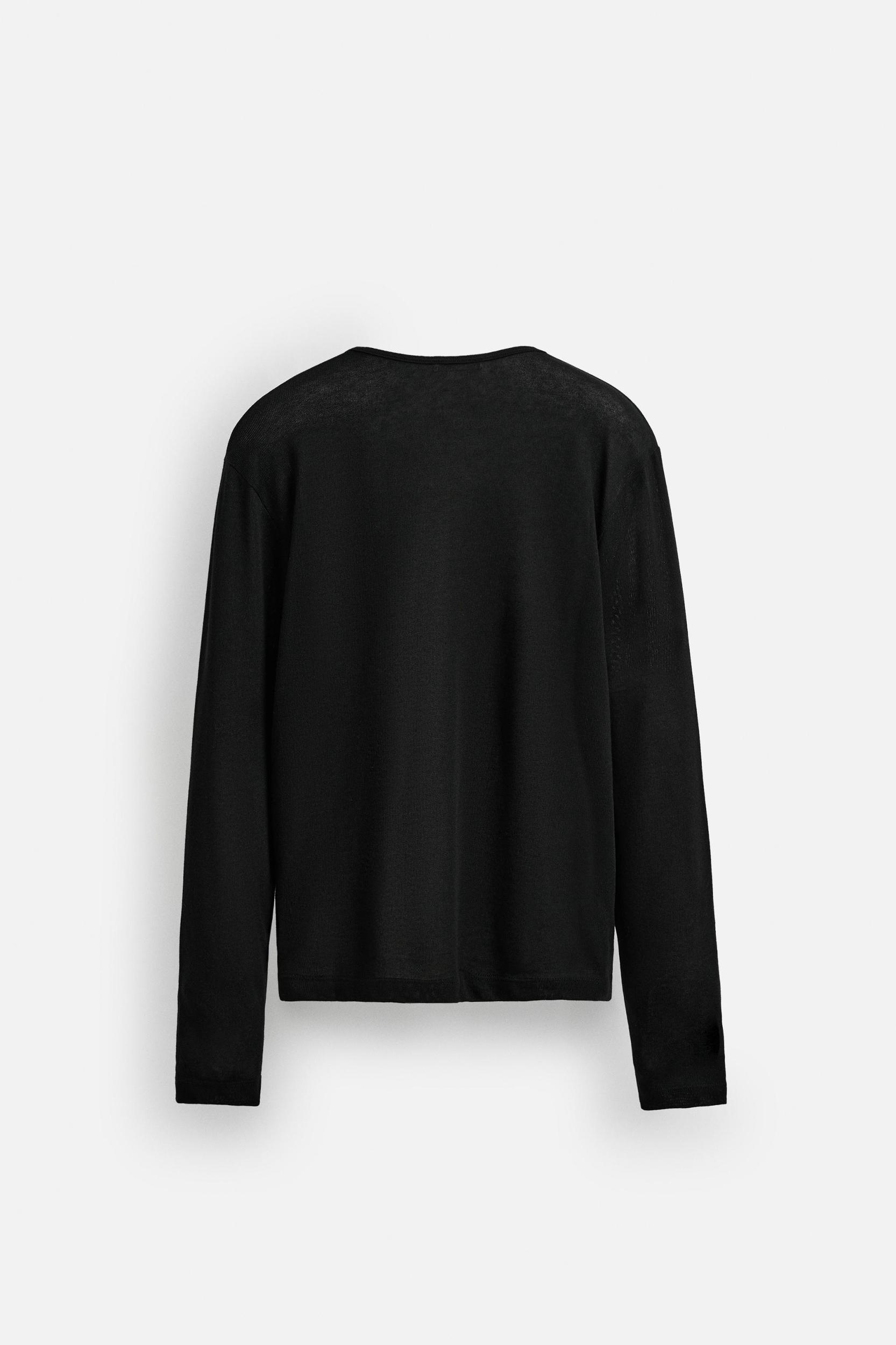 SEMI-SHEER T-SHIRT WITH FRONT OPENING Product Image