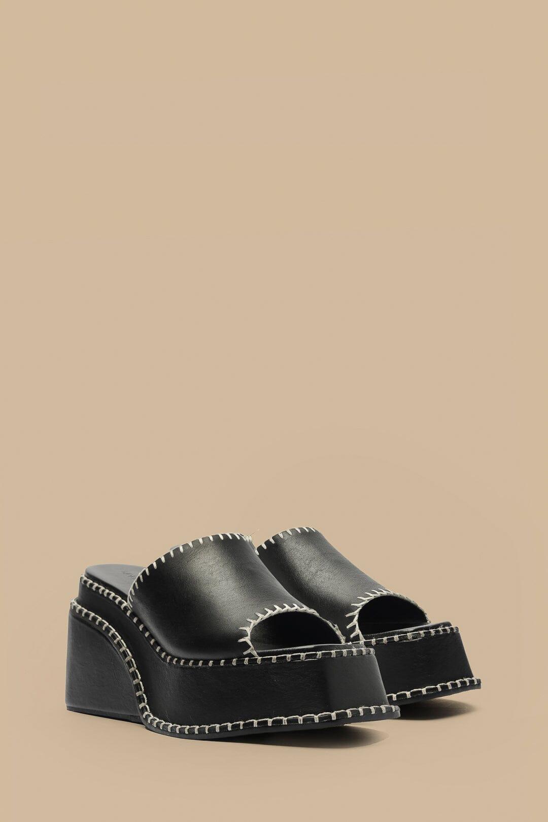 Black Wedge Mule Sandal Product Image