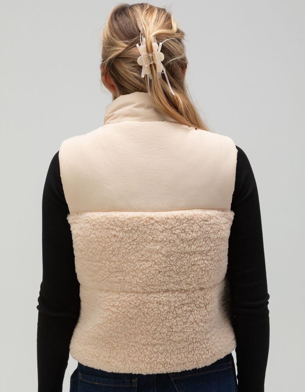 RSQ Womens Nylon Sherpa Vest - CREAM Product Image