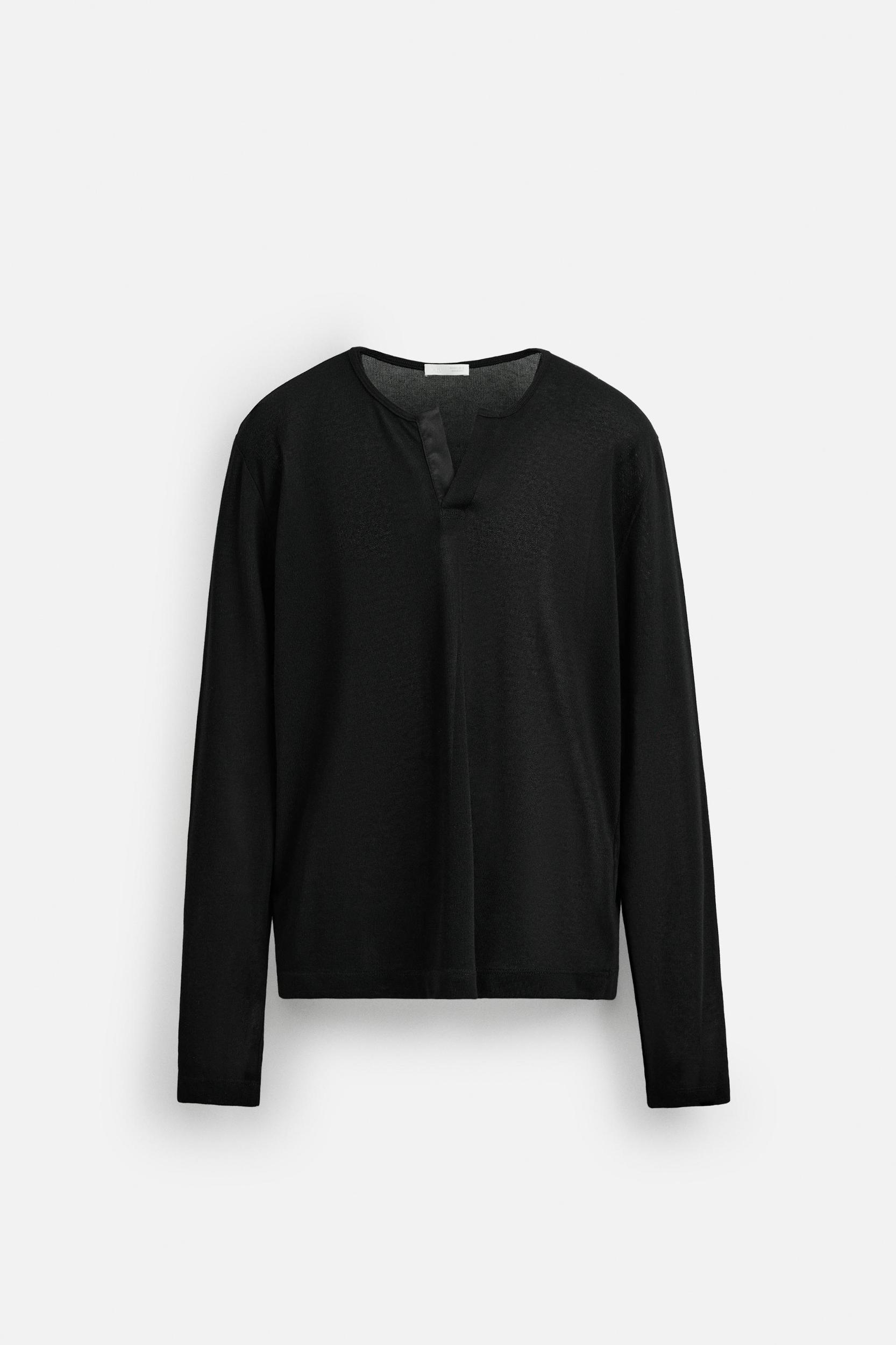 SEMI-SHEER T-SHIRT WITH FRONT OPENING Product Image