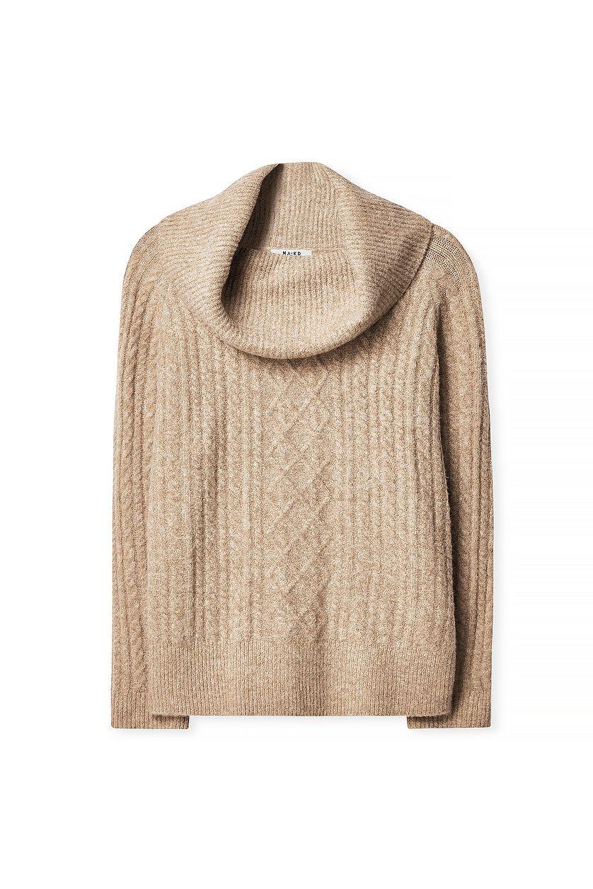 Cable Knitted Turtle Neck Sweater Product Image