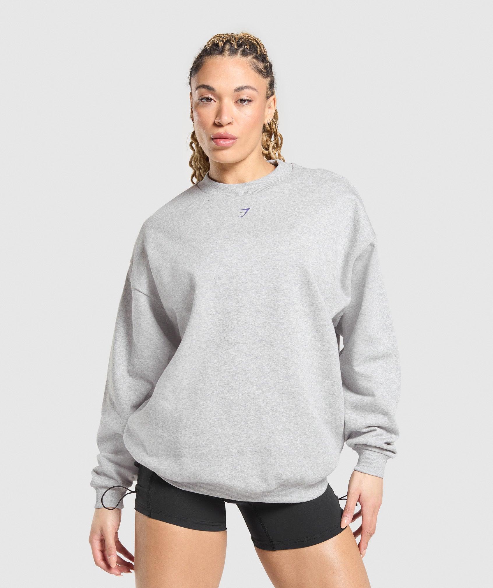 Gymshark Heavy Duty Graphic Oversized Pullover - Light Grey Core Marl Female Product Image