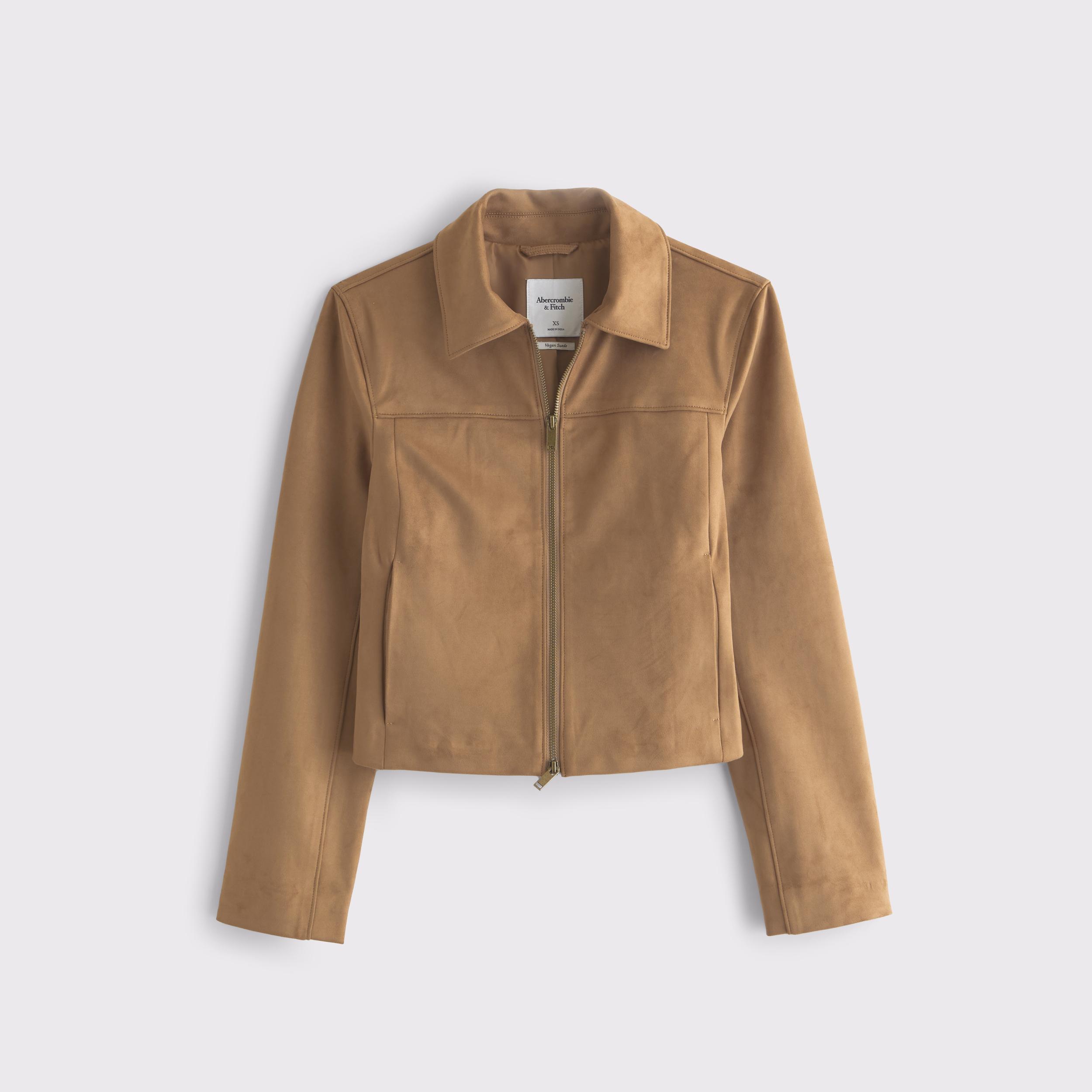 Slim Zip Vegan Suede Jacket Product Image